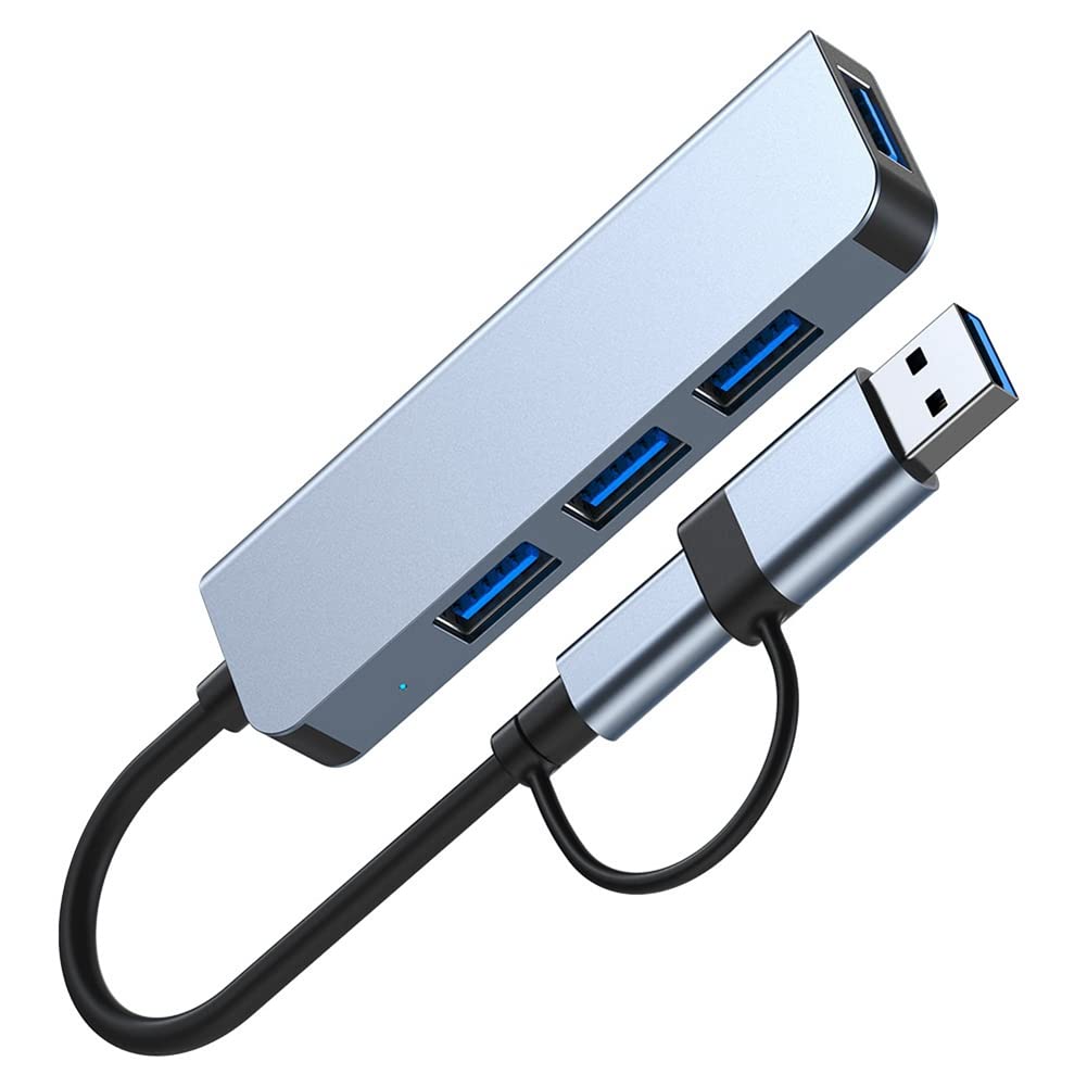 HUPYOMLER 4-Port USB 3.0 Hub with Type C - High Speed 5Gbps Data Transfer for PC, Laptop, MacBook - Expand Connectivity for External Hard Drives, Flash Drives, Keyboards & More - Perfect for Home Office, Gaming & Workspace Setup