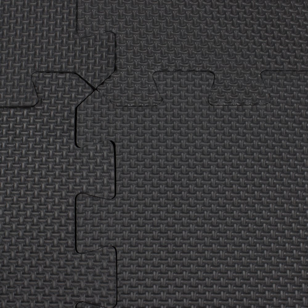 16-Piece Interlocking Gym Foam Floor Tiles - 16 Sqft Non-Slip Exercise Mat for Home Gym, Weightlifting, Yoga & Garage Workouts - Shock Absorbing & Durable (Black) - Perfect for Home Fitness, Kids Play Area & Garage Floor Protection