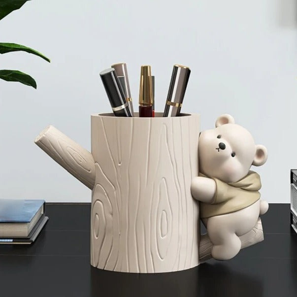 Vigorous Bear Statue - Handcrafted Side Table Decor & Unique Home Ornament | Perfect for Living Room, Cabin, or Office Decoration
