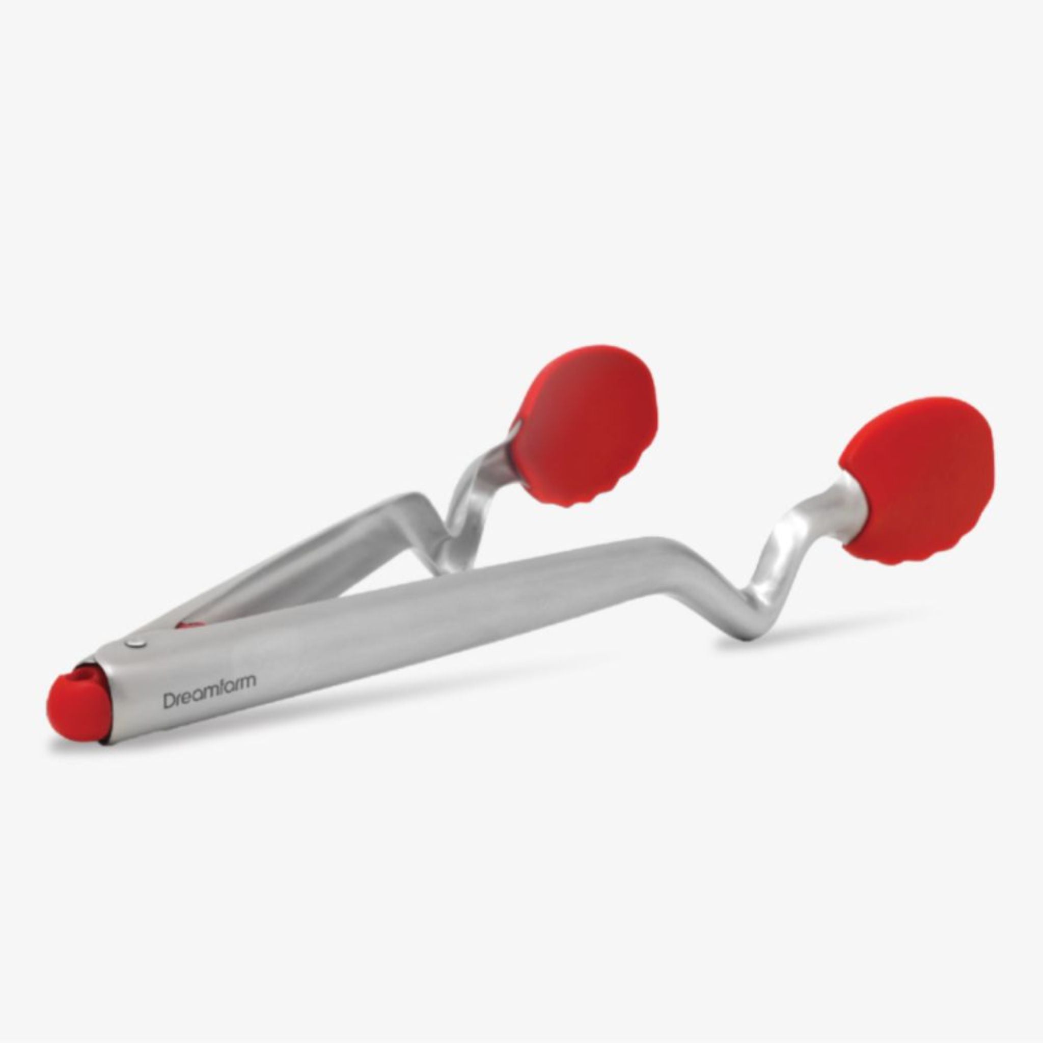 DreamFarm Stainless Steel Silicone Multi-Purpose Kitchen Tongs - Red (SH DFCL1228 RD) for Grilling, Cooking, and Serving - Heat Resistant & Non-Slip Grip