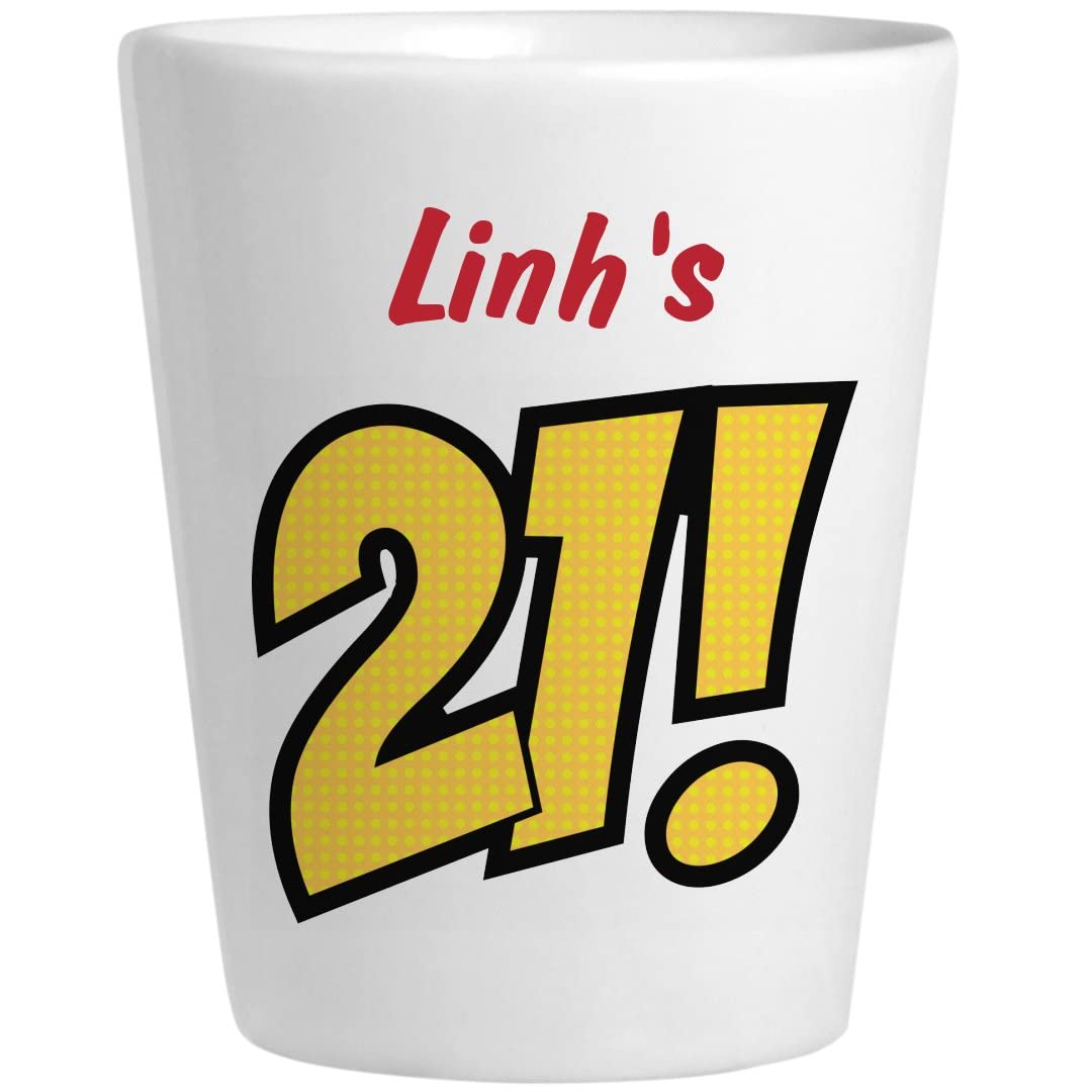 Linh's 21st Birthday Ceramic Shot Glass Set - Fun Party Drinking Cups for Celebrations, Bachelorette Parties & Girls Night Out