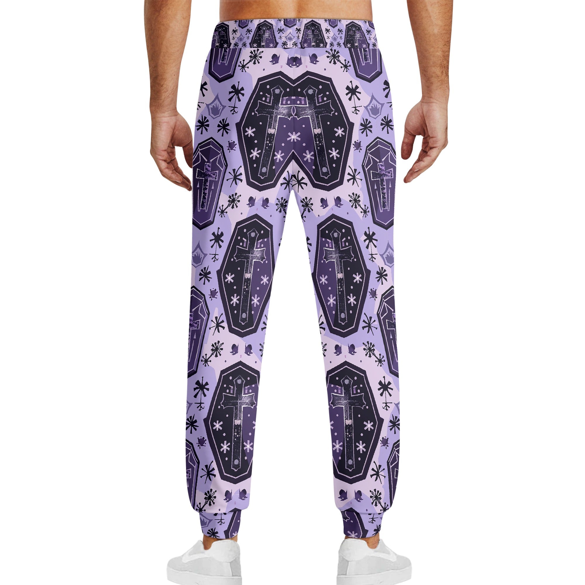 Purple Cross Coffins Joggers Sweatpants - Gothic Streetwear for Men & Women | Perfect for Casual Wear, Gym, and Halloween Costumes