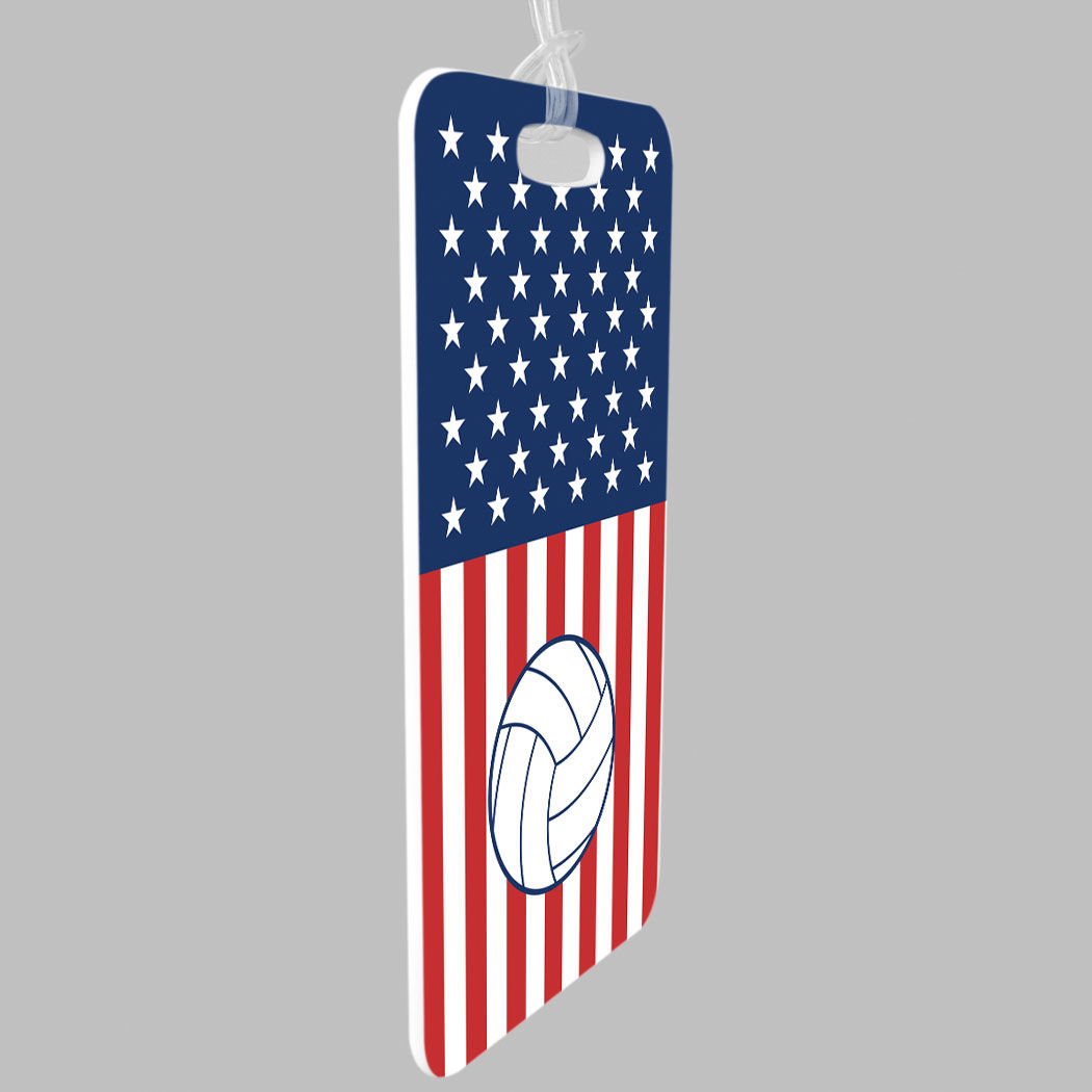 ChalkTalkSPORTS Volleyball Luggage Tag & Bag Tag - USA Volleyball Player Design with Standard Lines on Back - Perfect for Travel, Sports Tournaments & Team Gifts