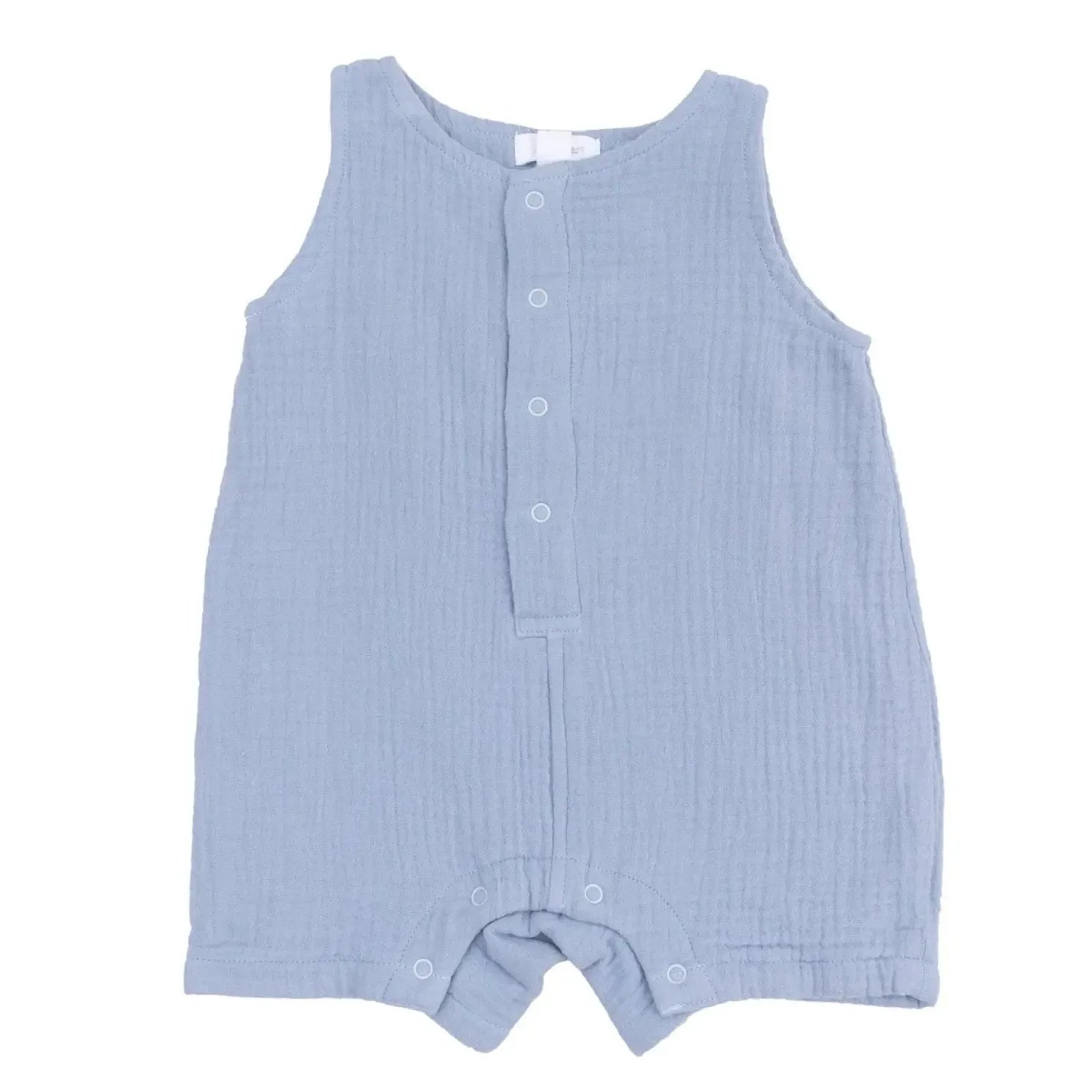 Angel Dear Organic Muslin Sleeveless Shortie for Baby - Soft Dusty Blue Cotton Sleepwear, Perfect for Summer & Nursery Comfort