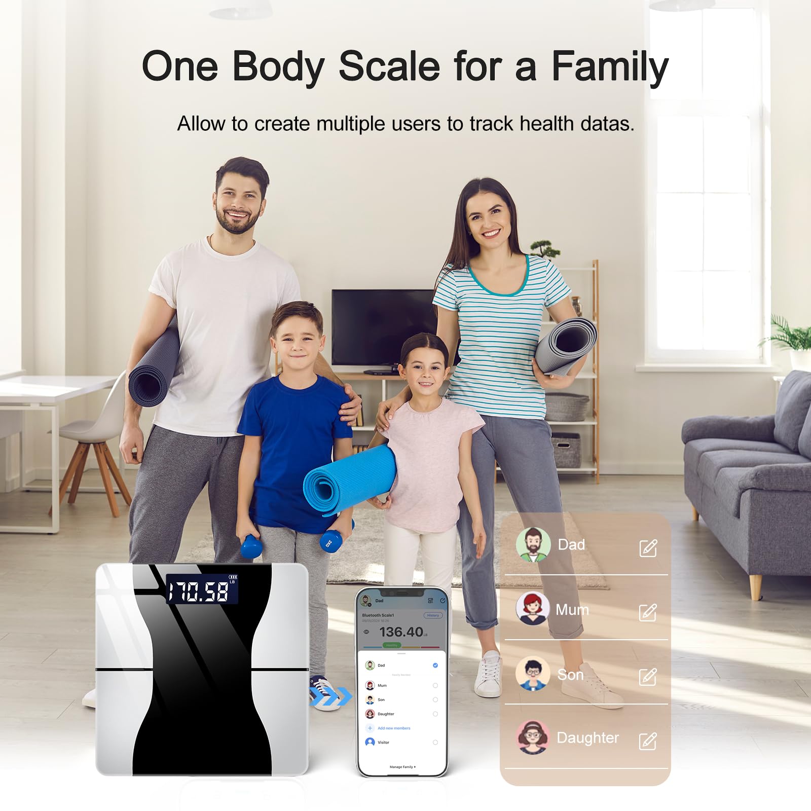 **High Precision Digital Bathroom Scale - 400 lb Capacity with LED Display, Auto On/Off - Accurate Body Weight Scale for Home, Gym & Health Tracking (Black & White)**    *(Use Cases: Ideal for fitness tracking, weight management, home use, gym workouts, and health monitoring.)*
