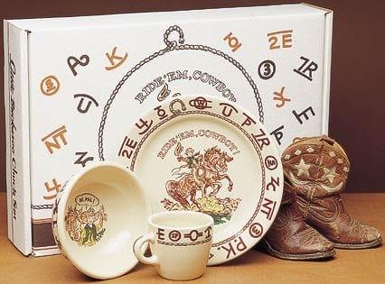 Lil' Cowboy Dish Set for Kids - Western-Themed Dinnerware with Plates, Bowls & Cups - Perfect for Cowboy-Themed Parties, Camping & Western Decor