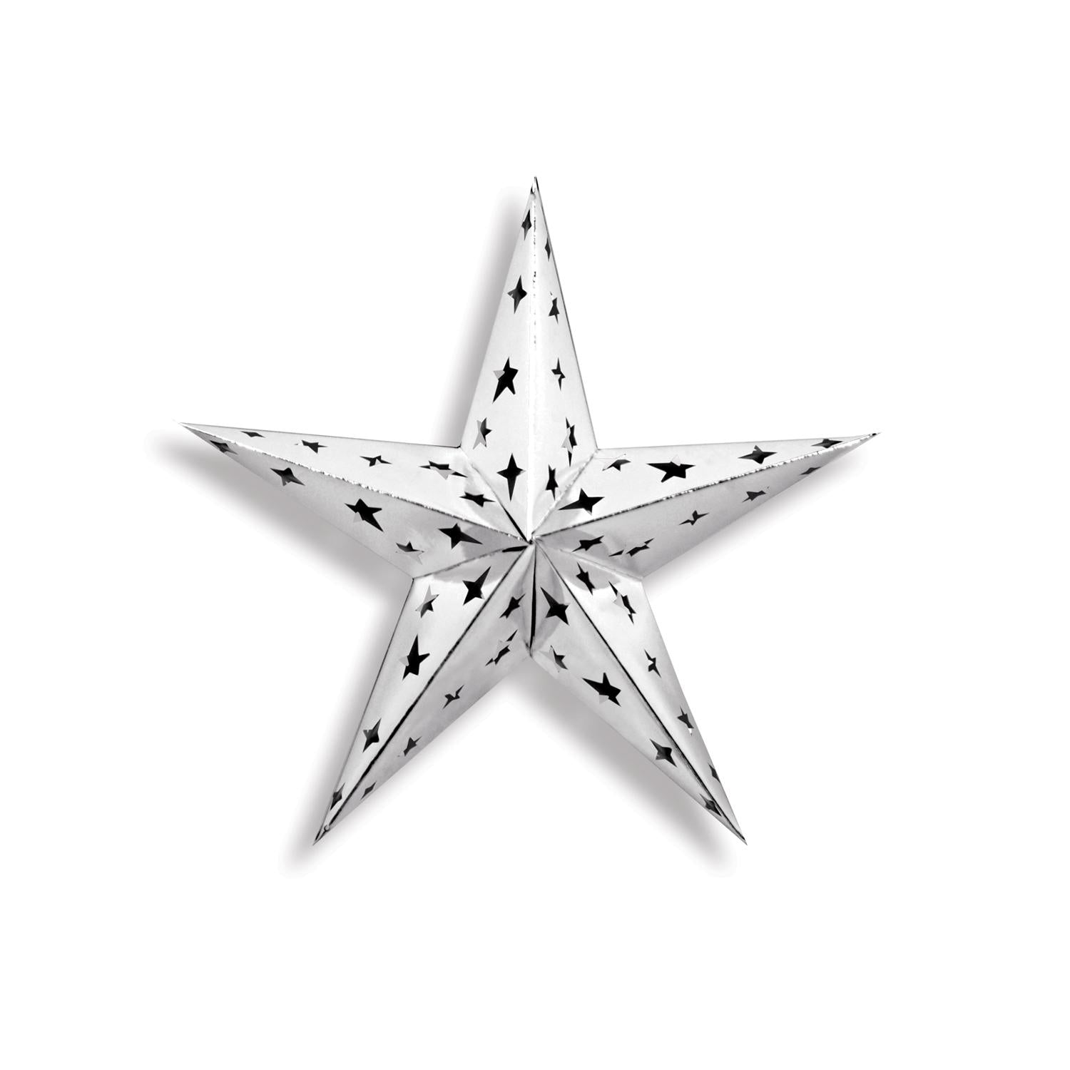12 Pack Beistle 12 Inch Silver Dimensional Foil Party Stars - Perfect for Birthday Decorations, Christmas Ornaments & New Year Party Supplies