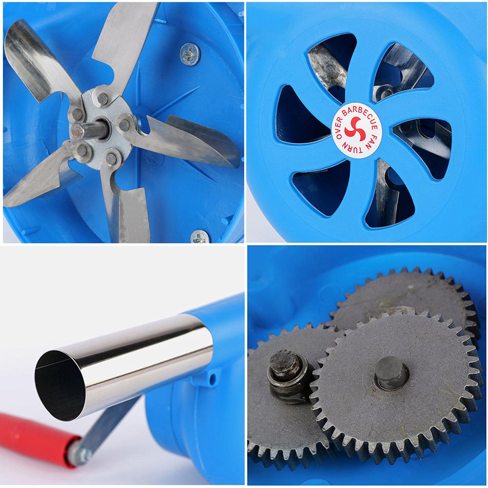 Hand Crank BBQ Fan - Portable Outdoor Cooking Air Blower with Manual Speed Control & Durable Metal Fan Blade - Perfect for Camping, Hiking, Picnics & Backyard Barbecues