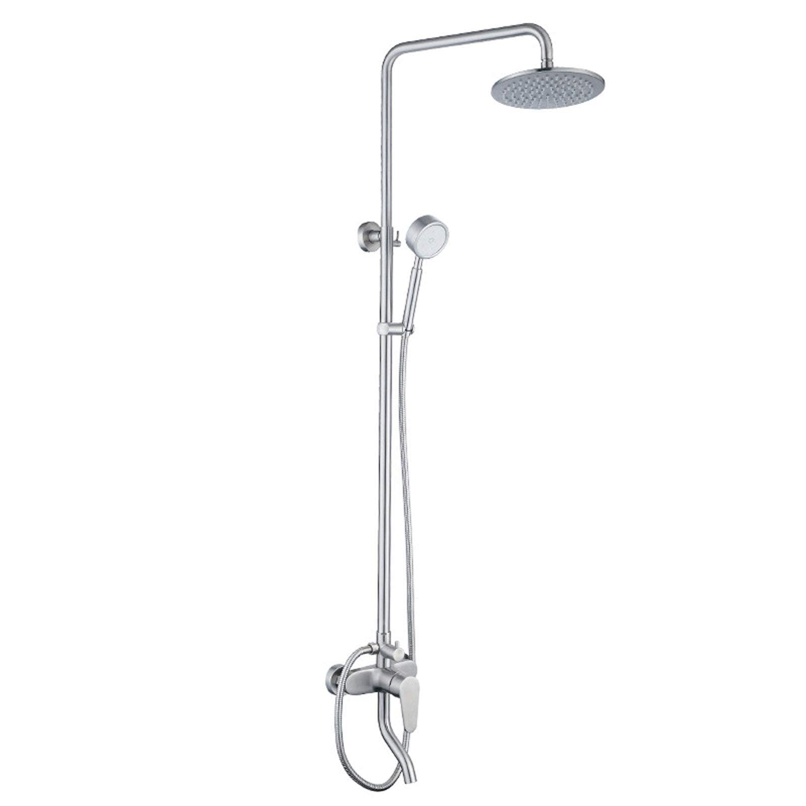 Premium Stainless Steel Rainfall Shower System - Wall Mounted Bathroom Shower Set with Adjustable Height Shower Mixer & Overhead Shower Head - Perfect for Home, Gym & Hotel Bathrooms