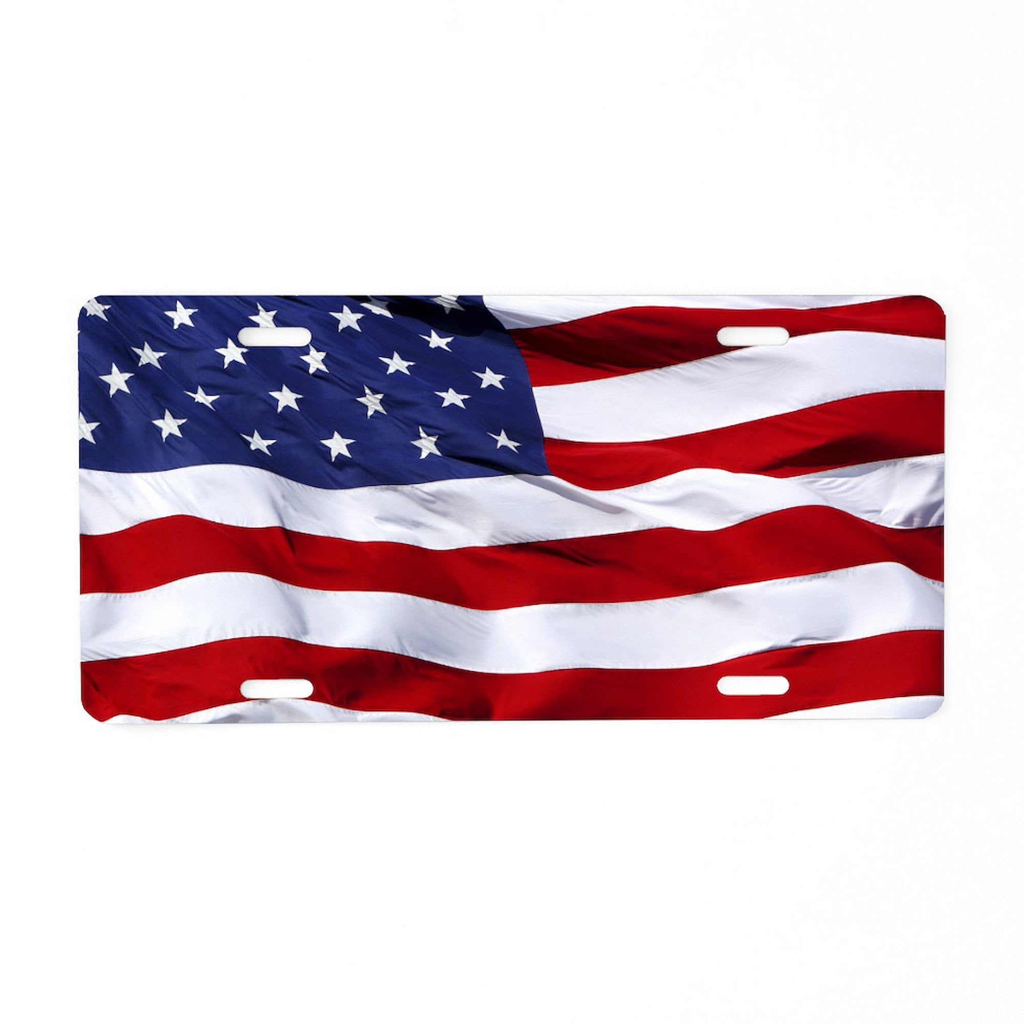 USA Flag Aluminum License Plate - Front Vanity Tag for Cars & Trucks - Patriotic Auto Accessory for American Pride & Road Trips