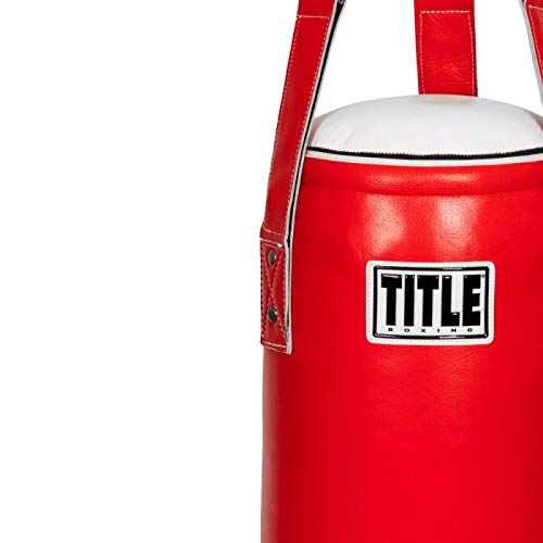 TITLE Boxing Leather Accuracy Heavy Bag - Red/White | Premium Hanging Punching Bag for Boxing, Kickboxing & MMA Training | Perfect for Home Gym, Garage Workouts & Martial Arts Practice