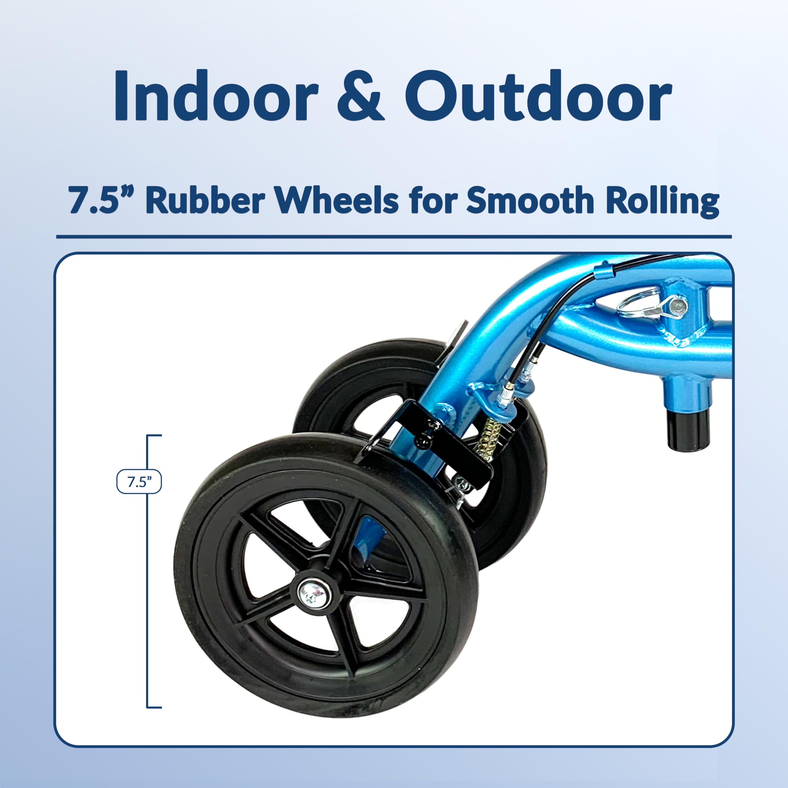 Foldable Knee Scooter for Adults - Steerable Knee Walker with Dual Brakes for Foot Surgery, Broken Ankle & Leg Injuries | Portable Crutch Alternative for Indoor & Outdoor Mobility (Blue)