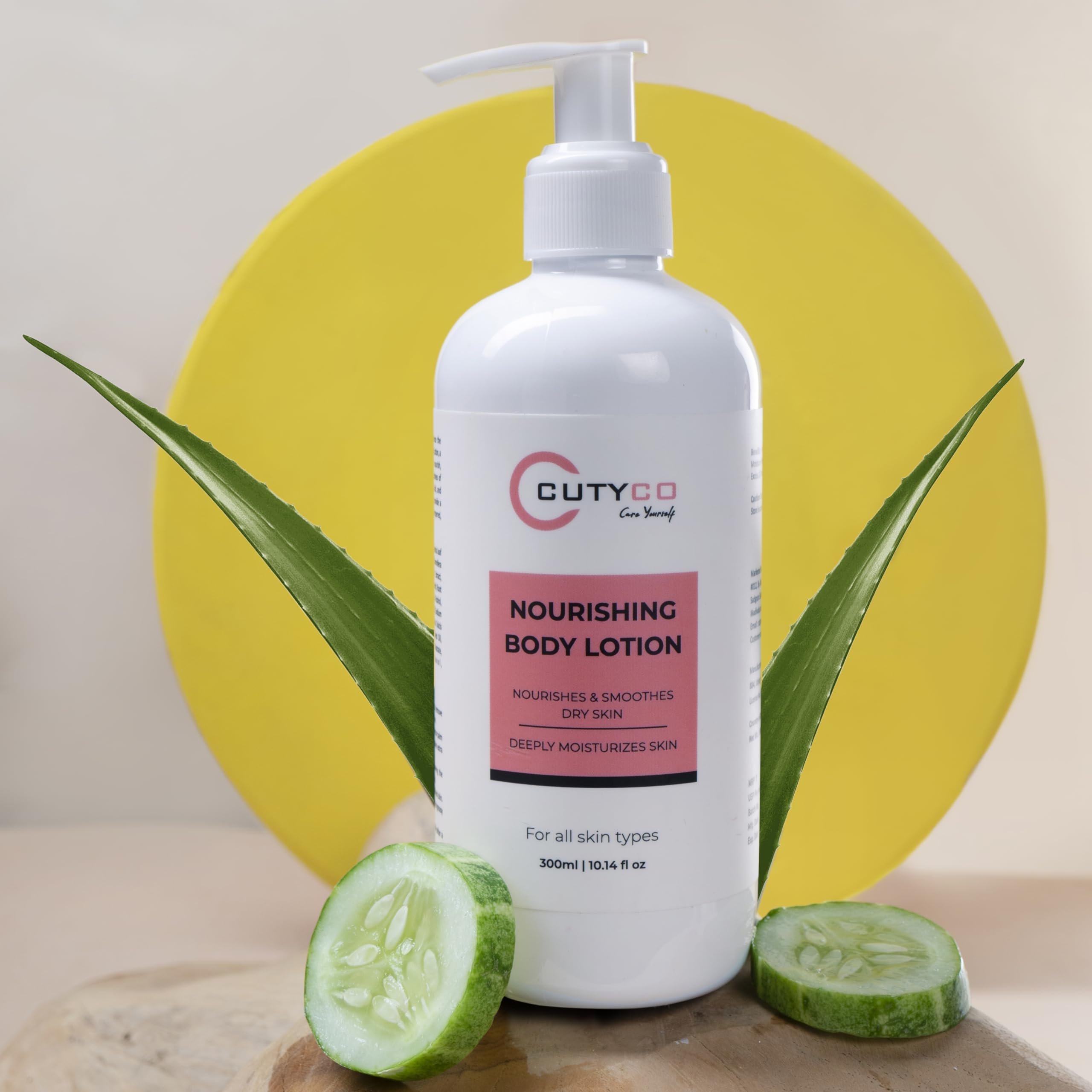 CUTYCO Hydrating Body Lotion with Cucumber Extract, Ashwagandha, Turmeric, Hyaluronic Acid & Niacinamide - 300ml for Glowing Skin | Moisturizing Dry Skin, Daily Hydration, Post-Shower Care