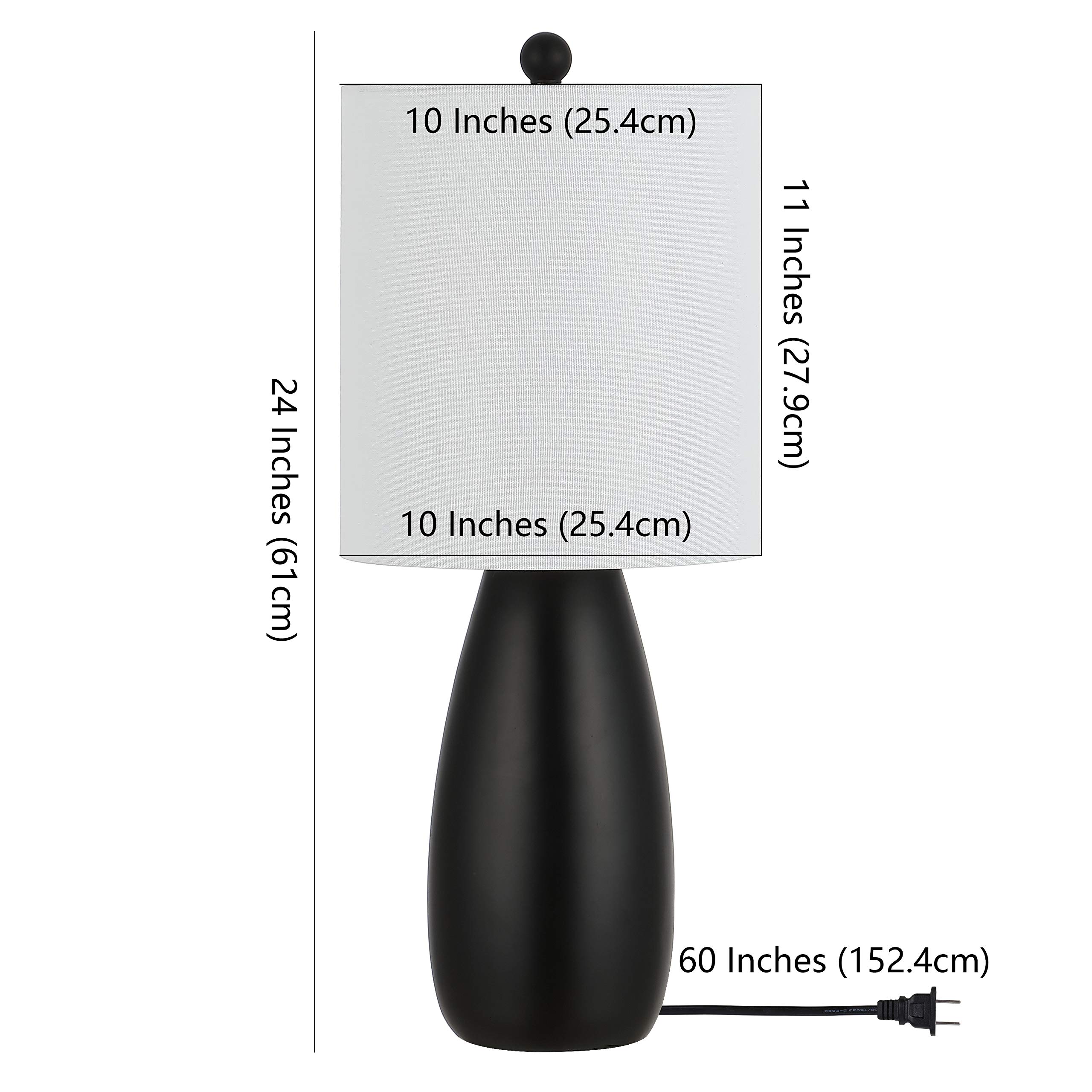 SAFAVIEH Arlia Modern Black 24-inch Table Lamp Set of 2 with LED Bulbs - Stylish Lighting for Bedroom, Living Room, Home Office & Nightstand - Perfect for Reading, Working & Ambient Lighting