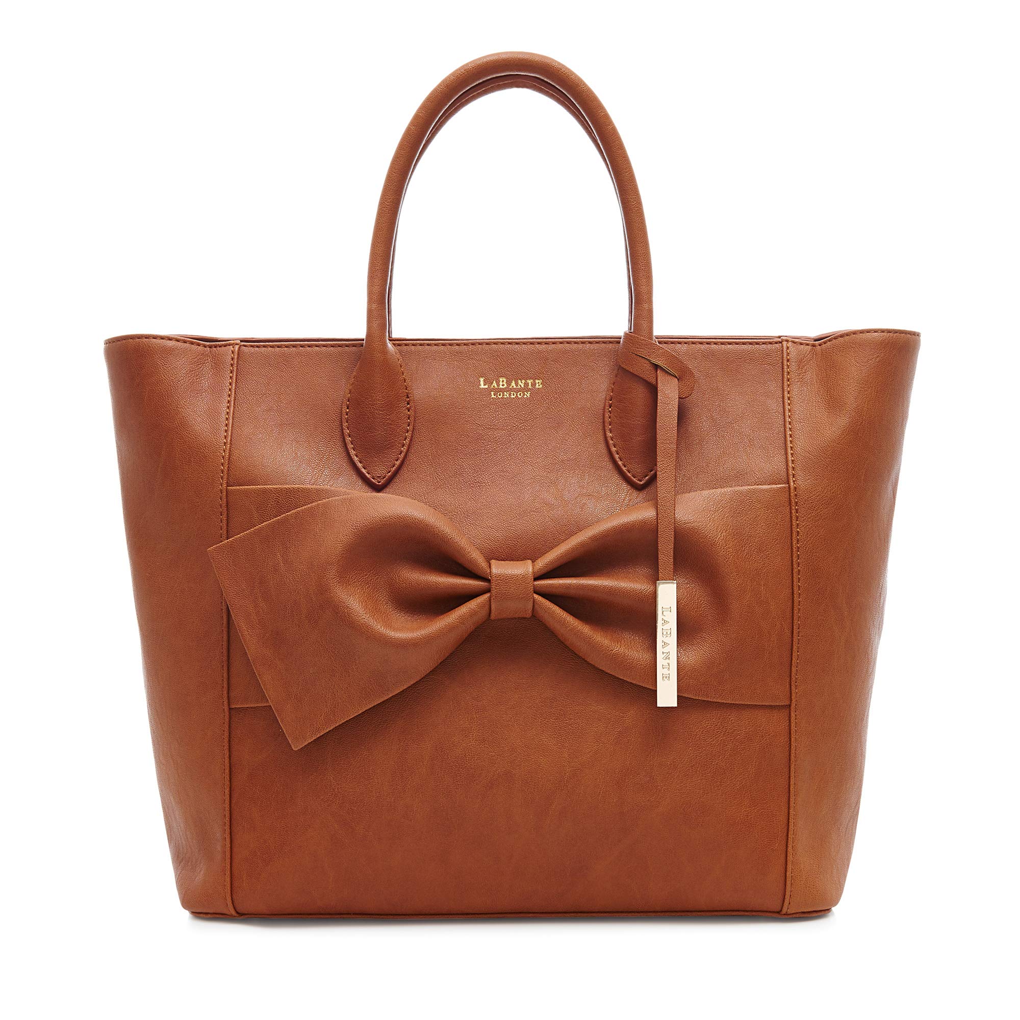 LaBante London Large Vegan Leather Tote Bag for Women - Brown Work Purse with Laptop Compartment | Stylish Office Bag, Travel & Everyday Use