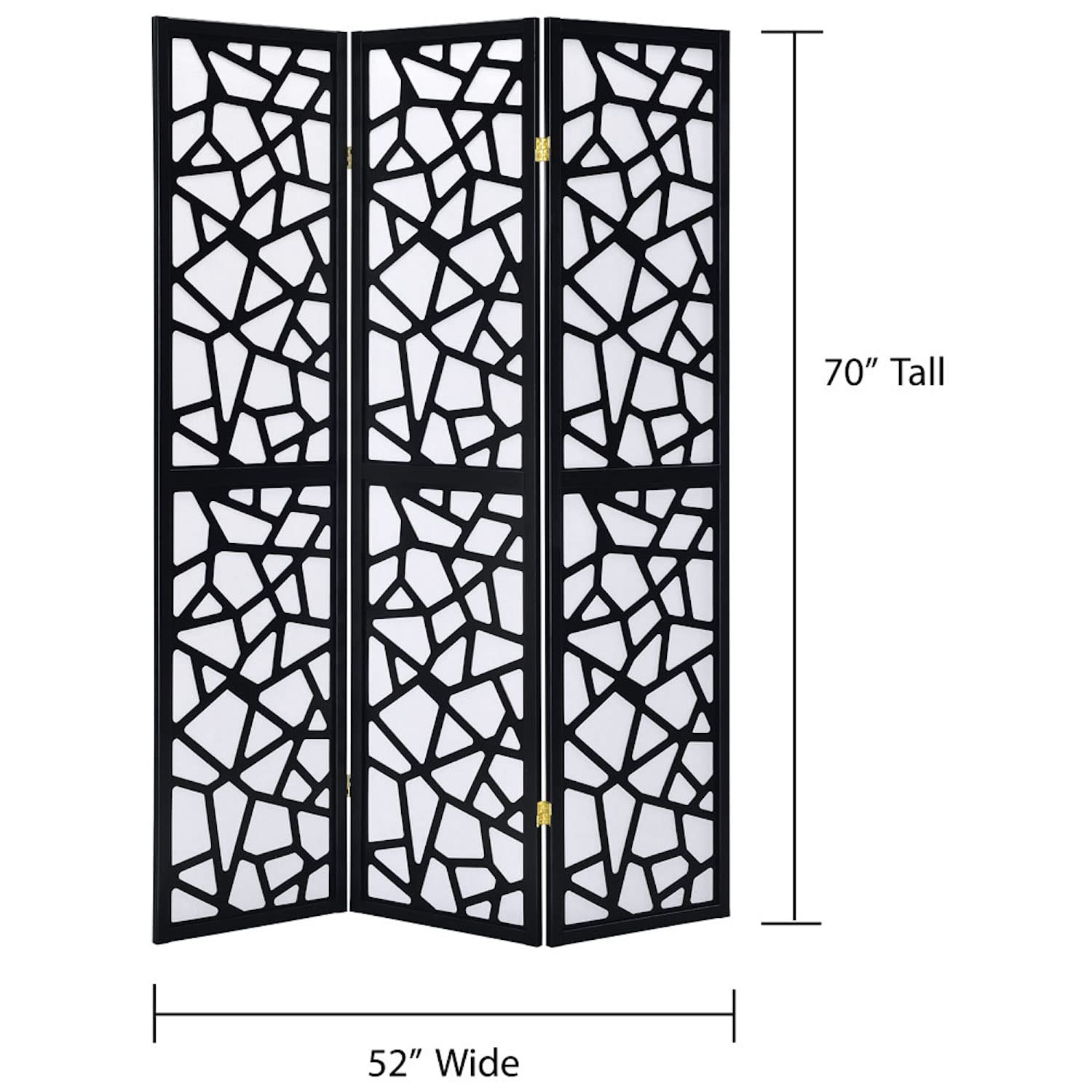 Legacy Decor 3-Panel Black Mosaic Room Divider Privacy Screen - Perfect for Home Office, Bedroom Partition & Living Room Decor