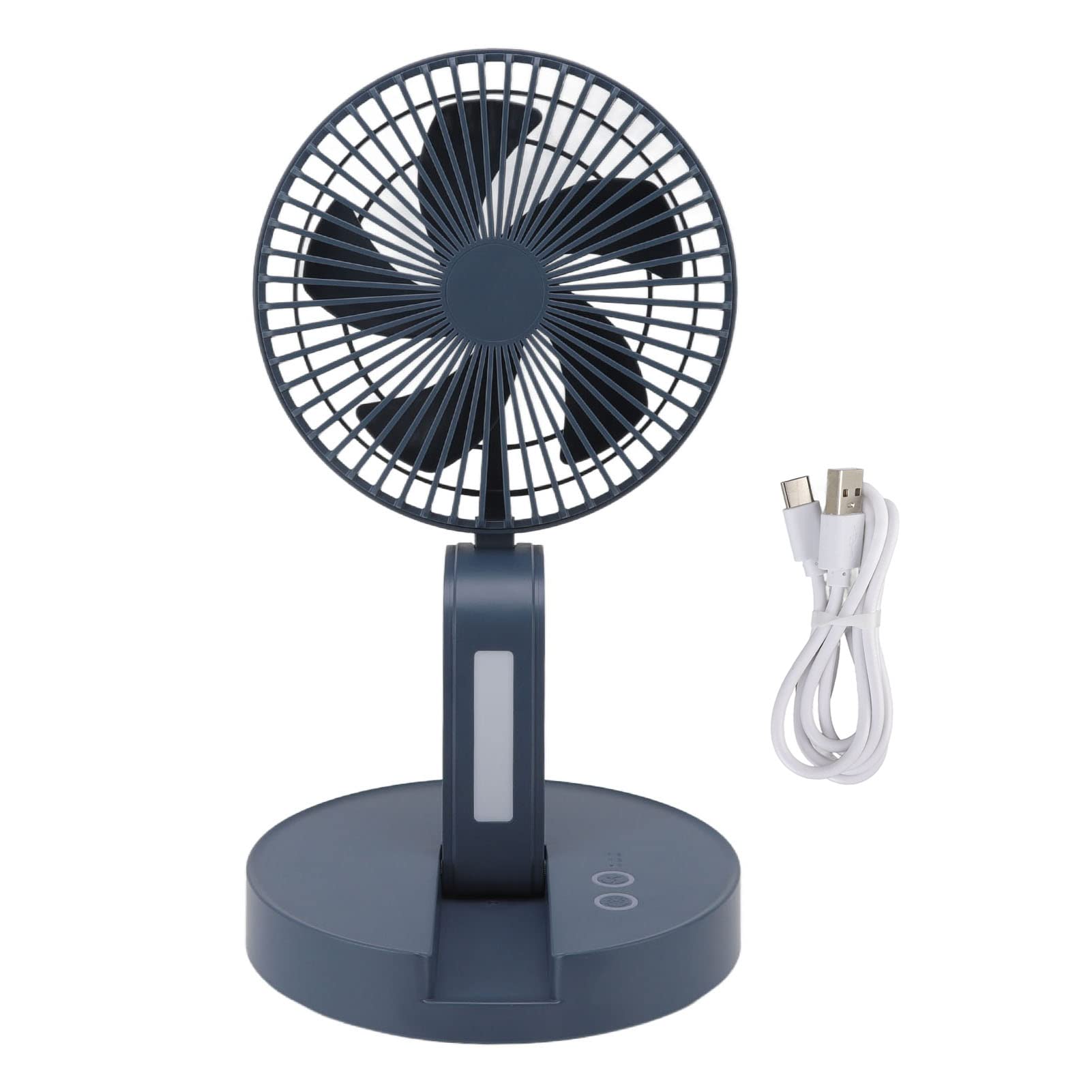 Pilipane USB Desk Fan - 3 Speed Rechargeable Foldable Electric Oscillating Fan for Home Office, Portable Cooling Fan with USB Power for Desk, Computer, Dorm & Travel (Blue)