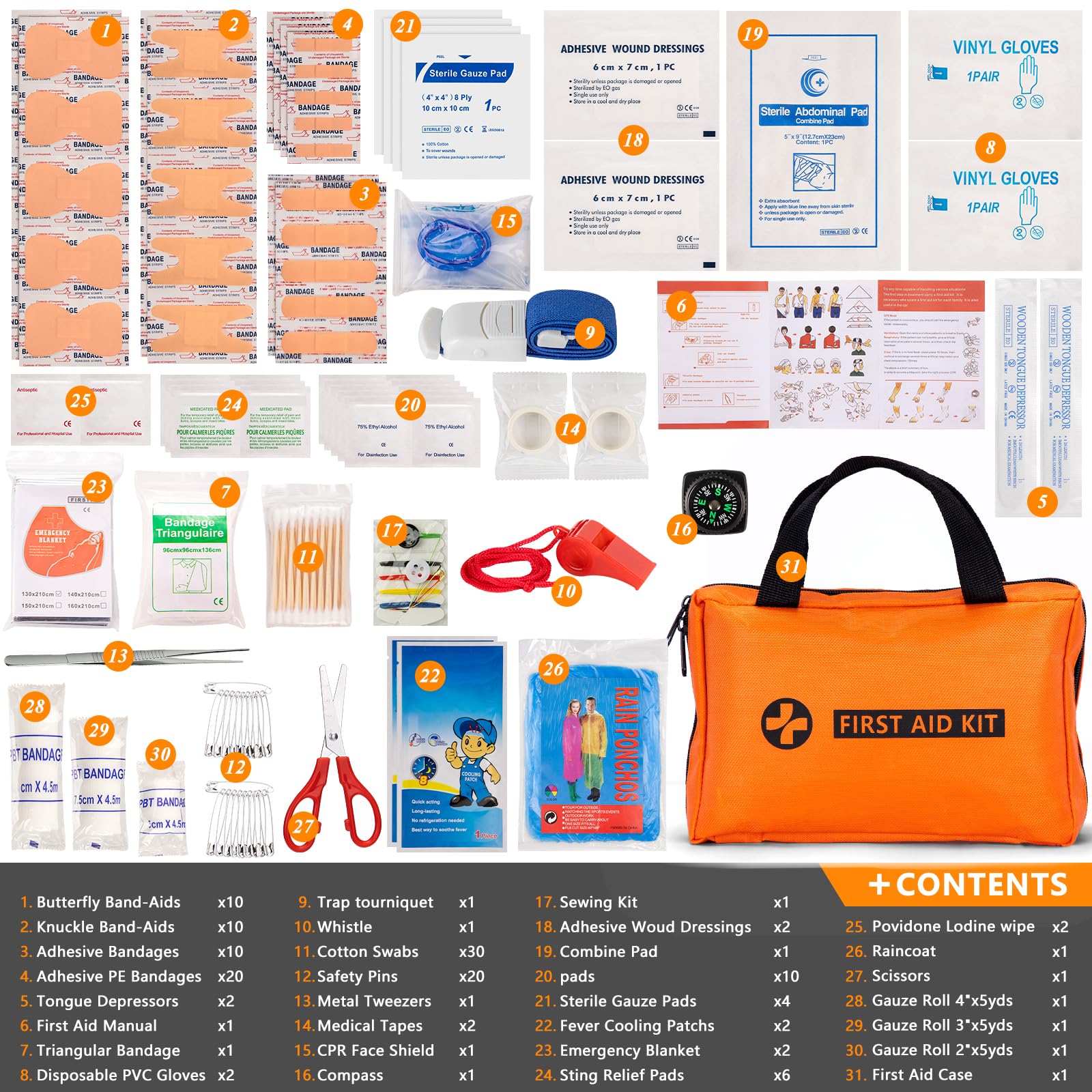 Portable Car Emergency Kit with Air Compressor - Roadside Assistance Safety Kit for Winter Travel & Vehicle Breakdowns | Essential for Cars, Trucks & SUVs (Orange) - Perfect for Road Trips, Camping & Emergency Preparedness