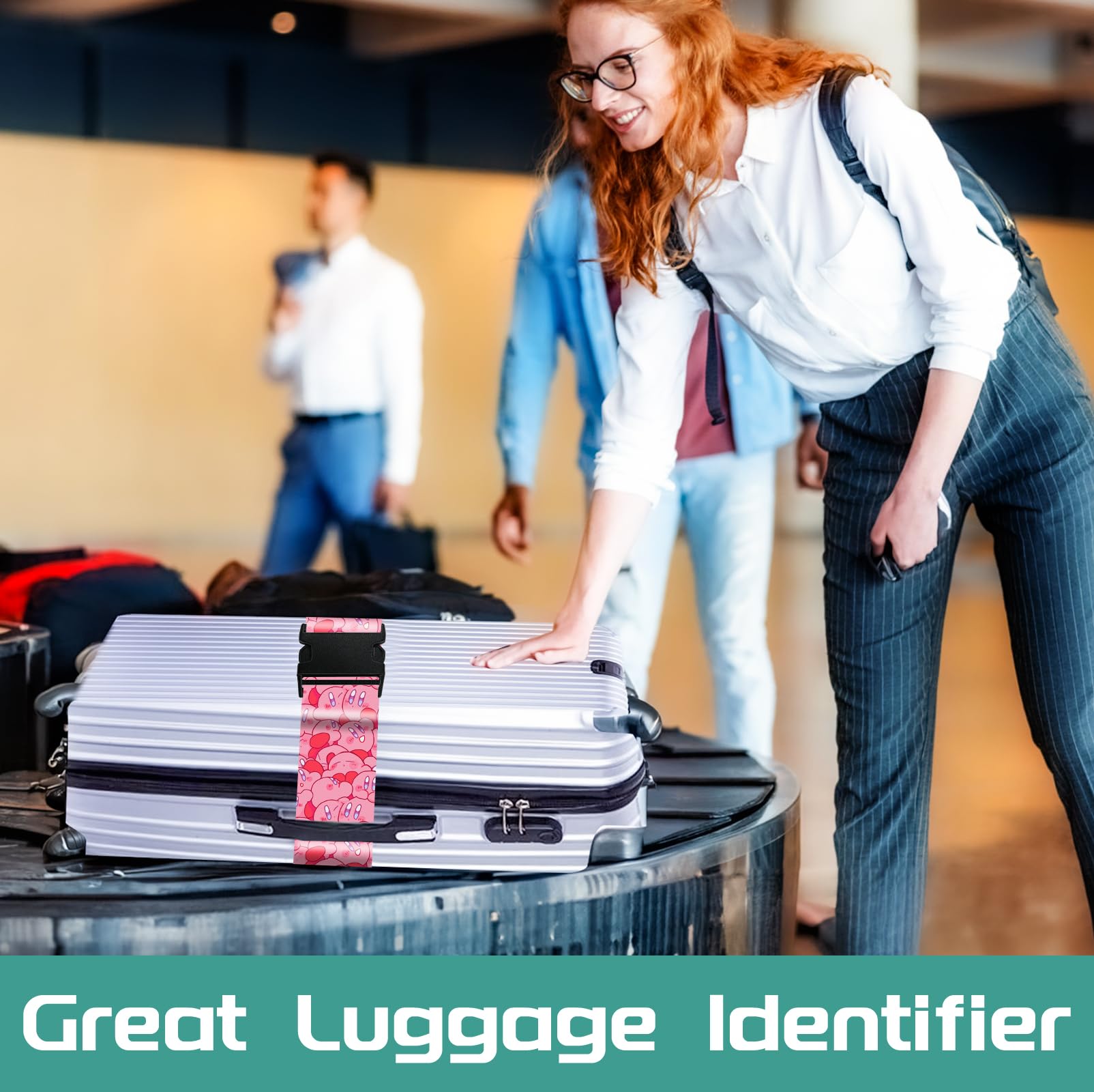 **Akkya Adjustable Nylon Luggage Straps for Suitcases - 2 Pack Travel Belt Accessories with Buckle, Cartoon Over Handle - Perfect for Sleeping Bags, Car Seats & Secure Luggage Connection**