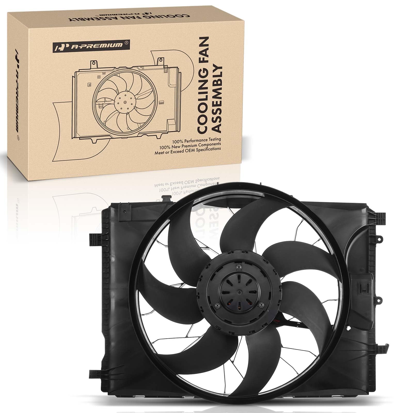 Premium Engine Radiator Cooling Fan Assembly for Mercedes-Benz C230/C250/C300/C350/C63 AMG, E250/E300/E350/E400/E550, GLK250/GLK300/GLK350, CLA250, GLA200/GLA250, CLS400, SLC200 - High Performance Cooling Solution for Sedans, SUVs & Coupes