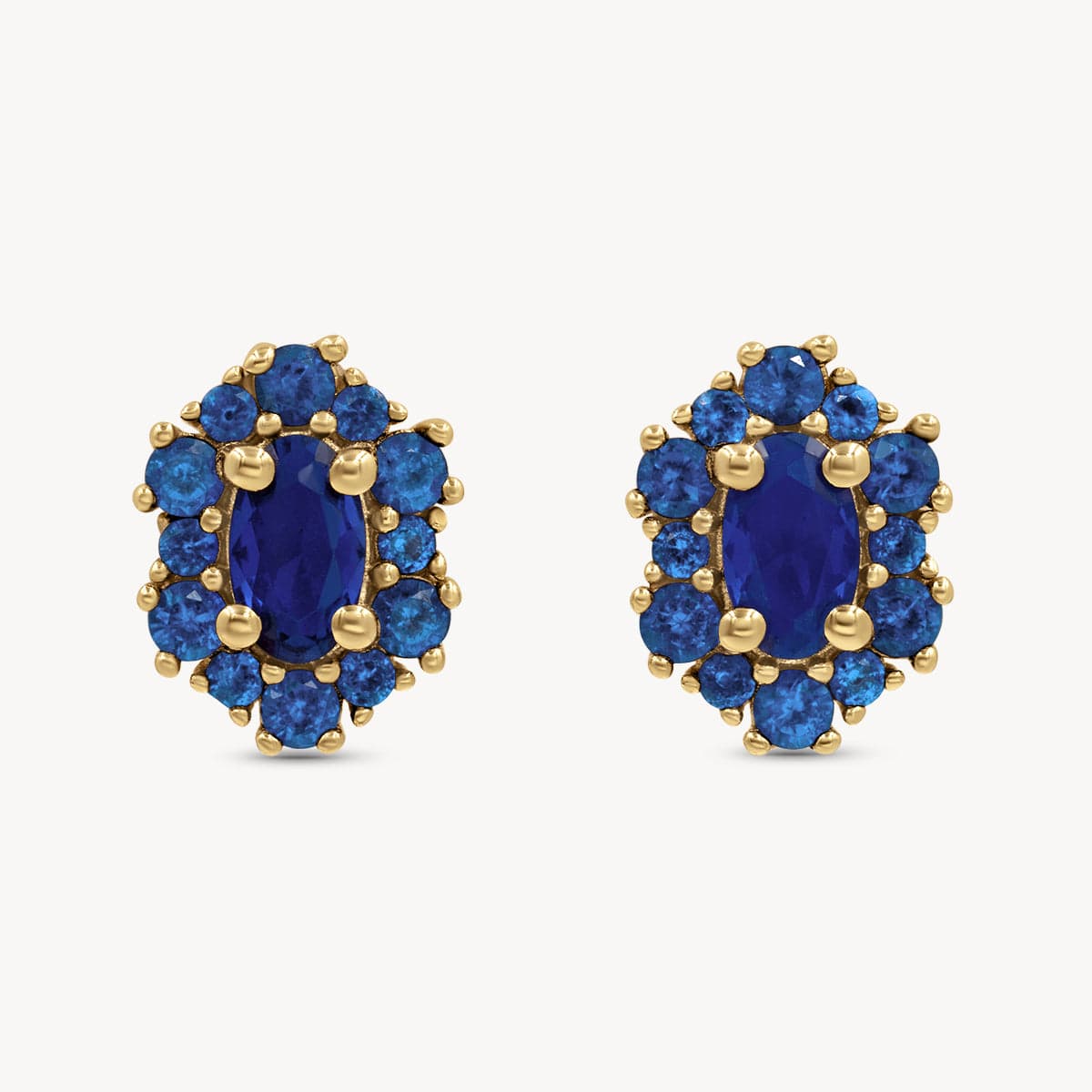 Starry Sakura Blue Sapphire Stud Earrings for Women - 14K Gold Plated Floral Studs - Perfect for Weddings, Parties & Everyday Elegance