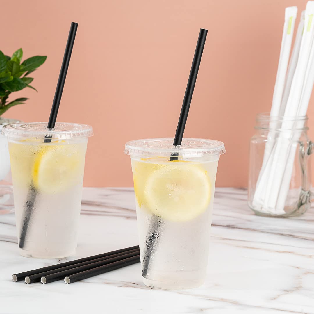 Restaurantware 10 Inch Black Paper Straws - 100 Count Eco-Friendly Drinking Straws for Cold Beverages | Premium Durable & Sturdy Wrapped Paper Straws for Restaurants, Parties, and Home Use