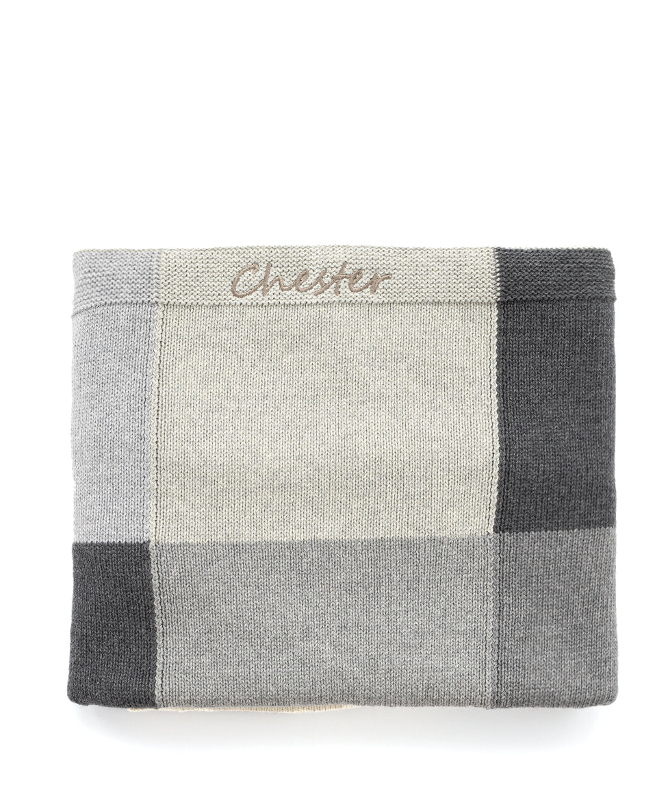 Personalized Baby Blanket - Soft Patchwork Grey Cotton Blanket for Newborns & Infants | Perfect for Nursery, Swaddling & Photo Props