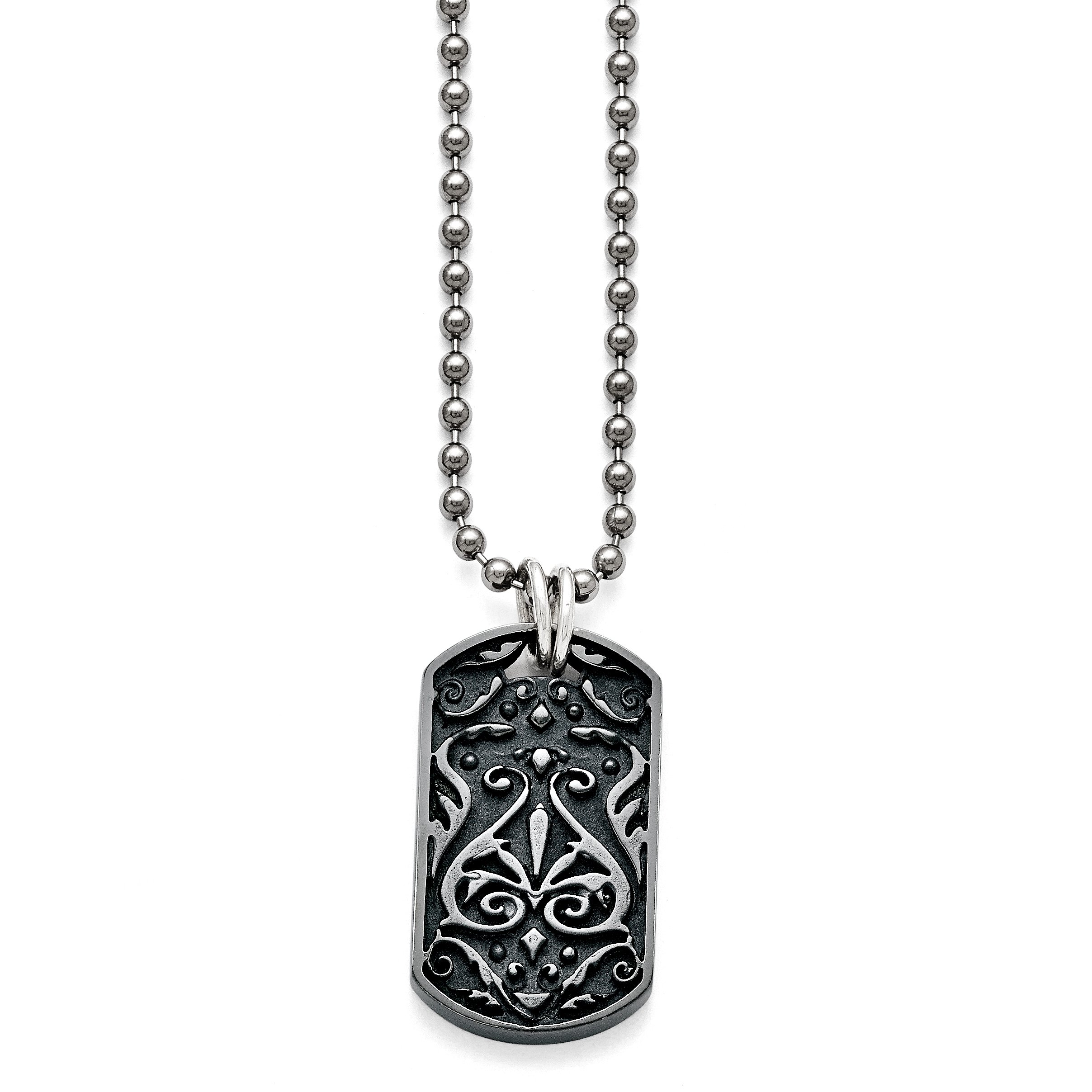Premium Black Titanium Dog Tag Necklace for Men - Polished & Etched Military Style Pendant - Perfect for Gifts, Everyday Wear & Special Occasions