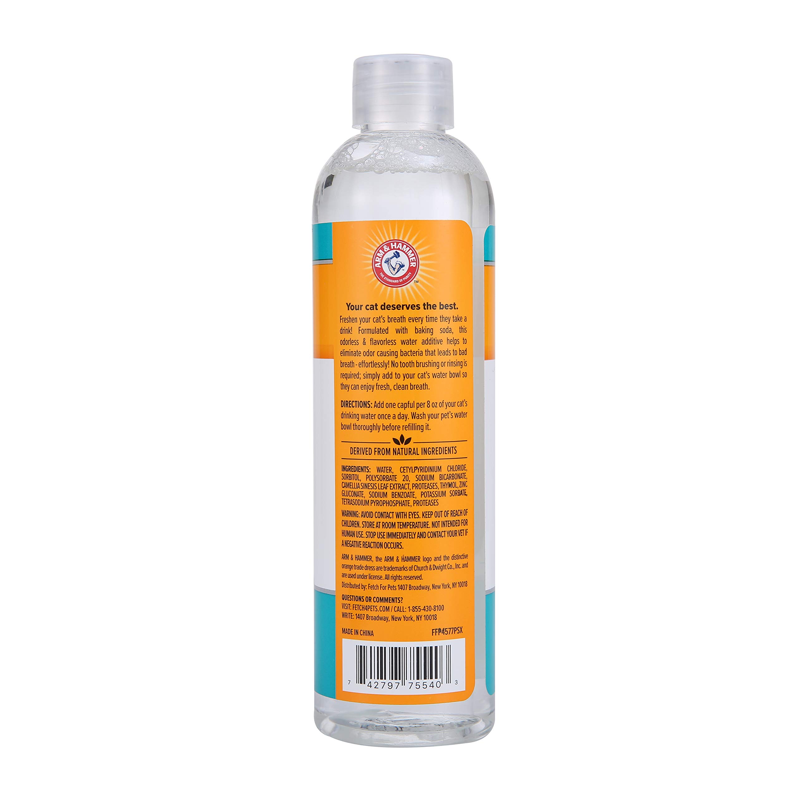 Arm & Hammer for Pets Advanced Care Dental Water Additive for Cats – Odorless & Flavorless Teeth Cleaning Solution (8oz, 24 Pack) | Freshens Breath & Reduces Plaque – Perfect for Multi-Cat Households & Daily Oral Care Routine