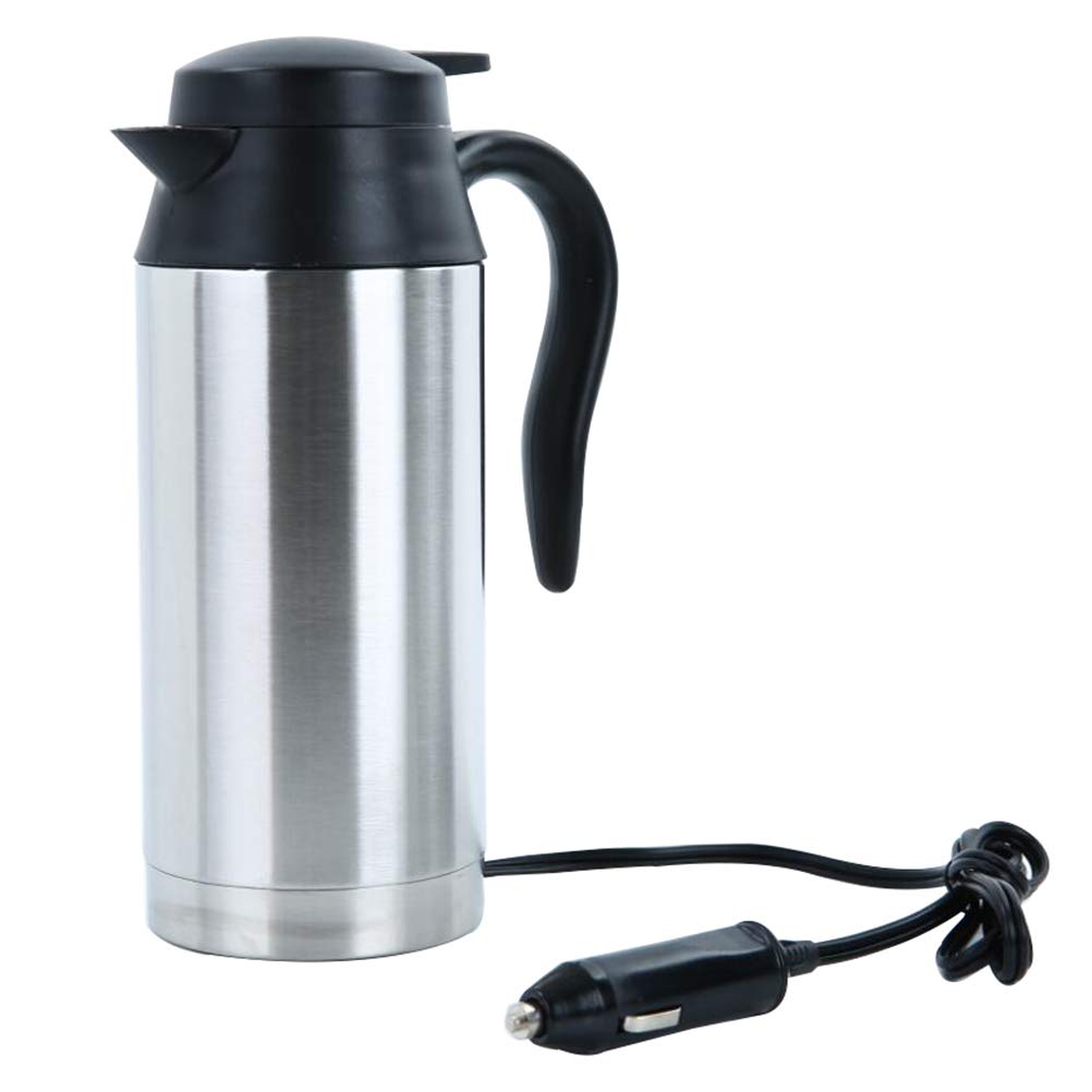 Abaodam 12V 750ML Stainless Steel Electric Kettle - Portable Car Tea Kettle & Water Heater for Travel, Office, and Home Use