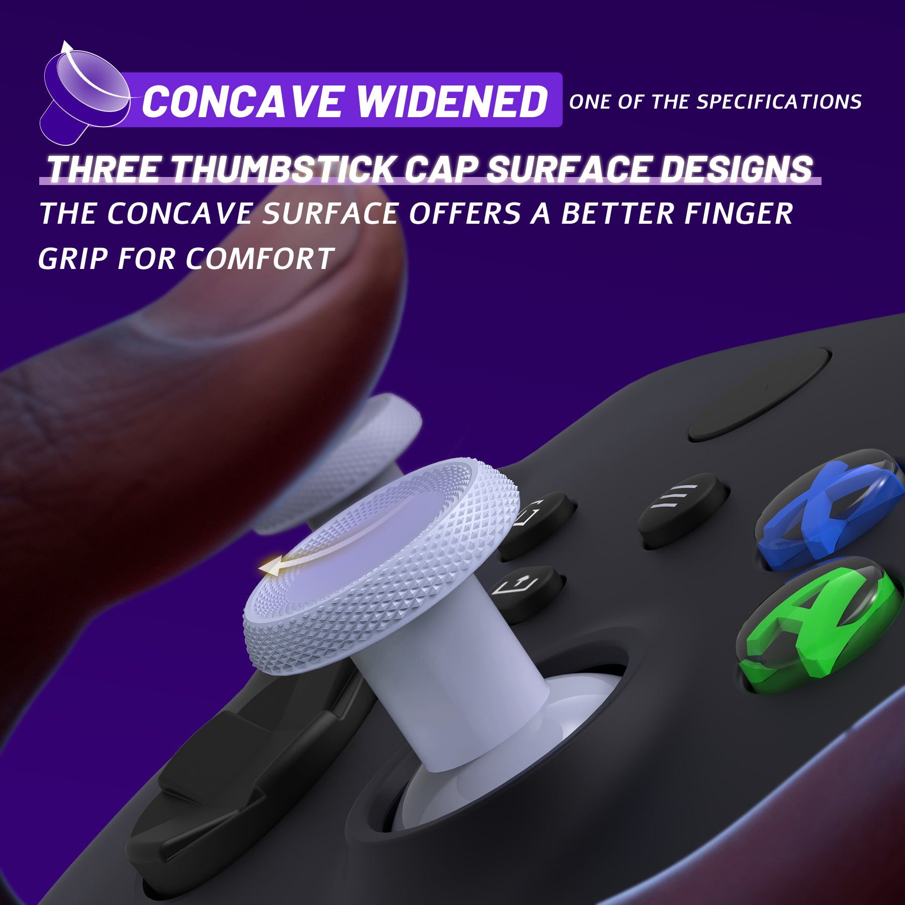eXtremeRate ThumbsGear V3 Interchangeable Thumbsticks for Xbox Core Controller - 4 Height Adjustable Convex & Concave Joysticks Compatible with Xbox One S/X/Elite & Nintendo Switch Pro Controller (Original White) - Perfect for Competitive Gaming & Enhanced Control