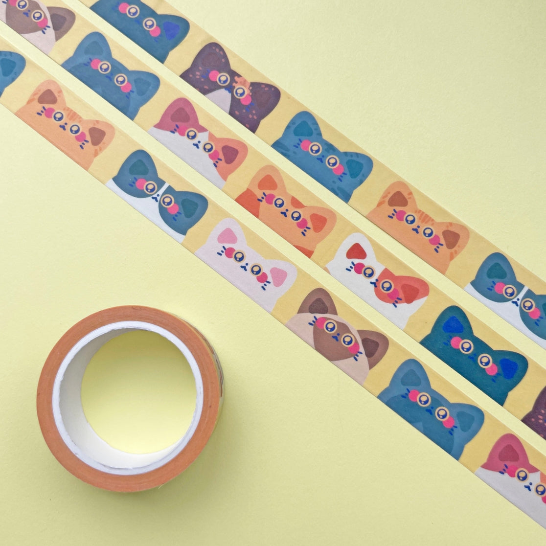 Adorable Baby Cats Washi Tape - Cute Cat Pattern Decorative Paper Tape for Scrapbooking, Journaling, DIY Crafts & Gift Wrapping