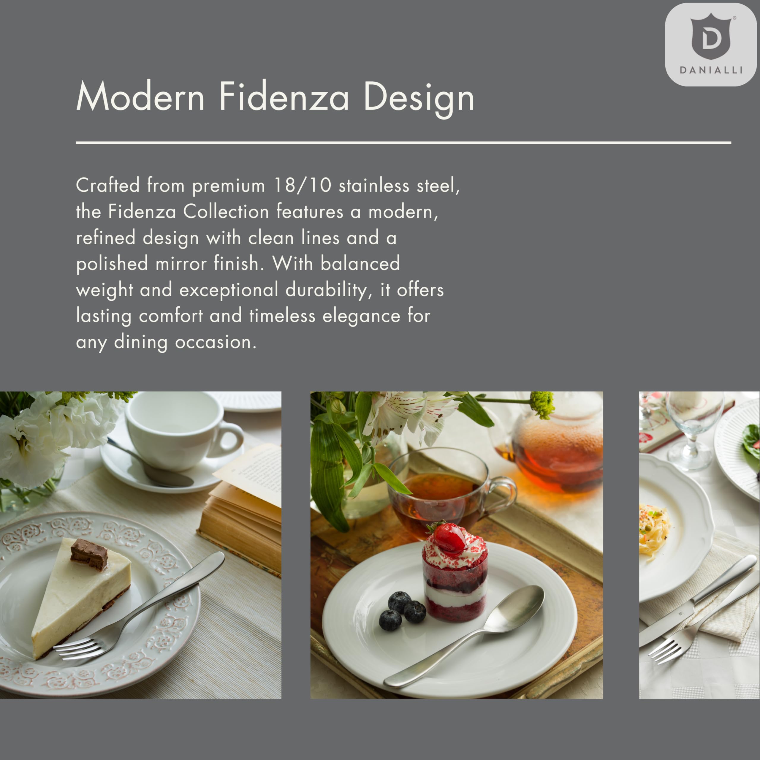 Premium Fidenza Silverware Set - 18/10 Stainless Steel Flatware Set for 8 - Elegant Dining & Entertaining - Dishwasher Safe Cutlery Set (60-Piece) - Perfect for Weddings, Dinner Parties & Holiday Gatherings
