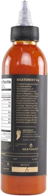 Heartbeat Hot Sauce Co. | Lion's Mane Piri Piri Hot Sauce - 6 oz Bottle | Vegan, Gluten-Free, Spicy Mushroom Sauce for Wings, Tacos & Pizza