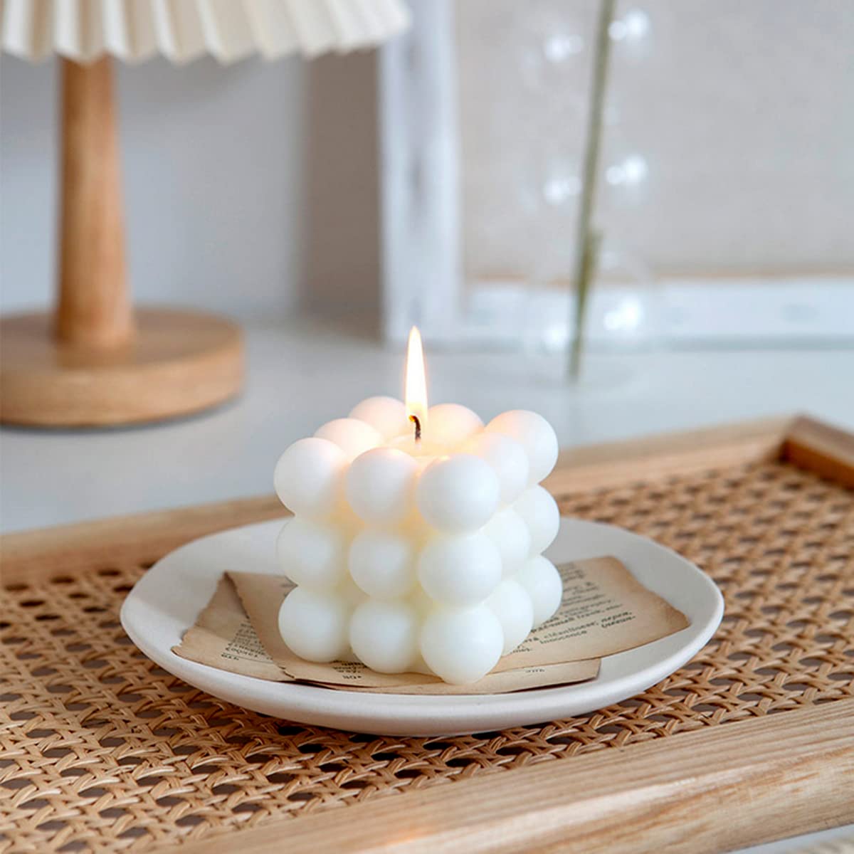 2 Pack White Cube Bubble Aromatherapy Candles - Home Decor Scented Candles for Relaxation, Meditation & Spa