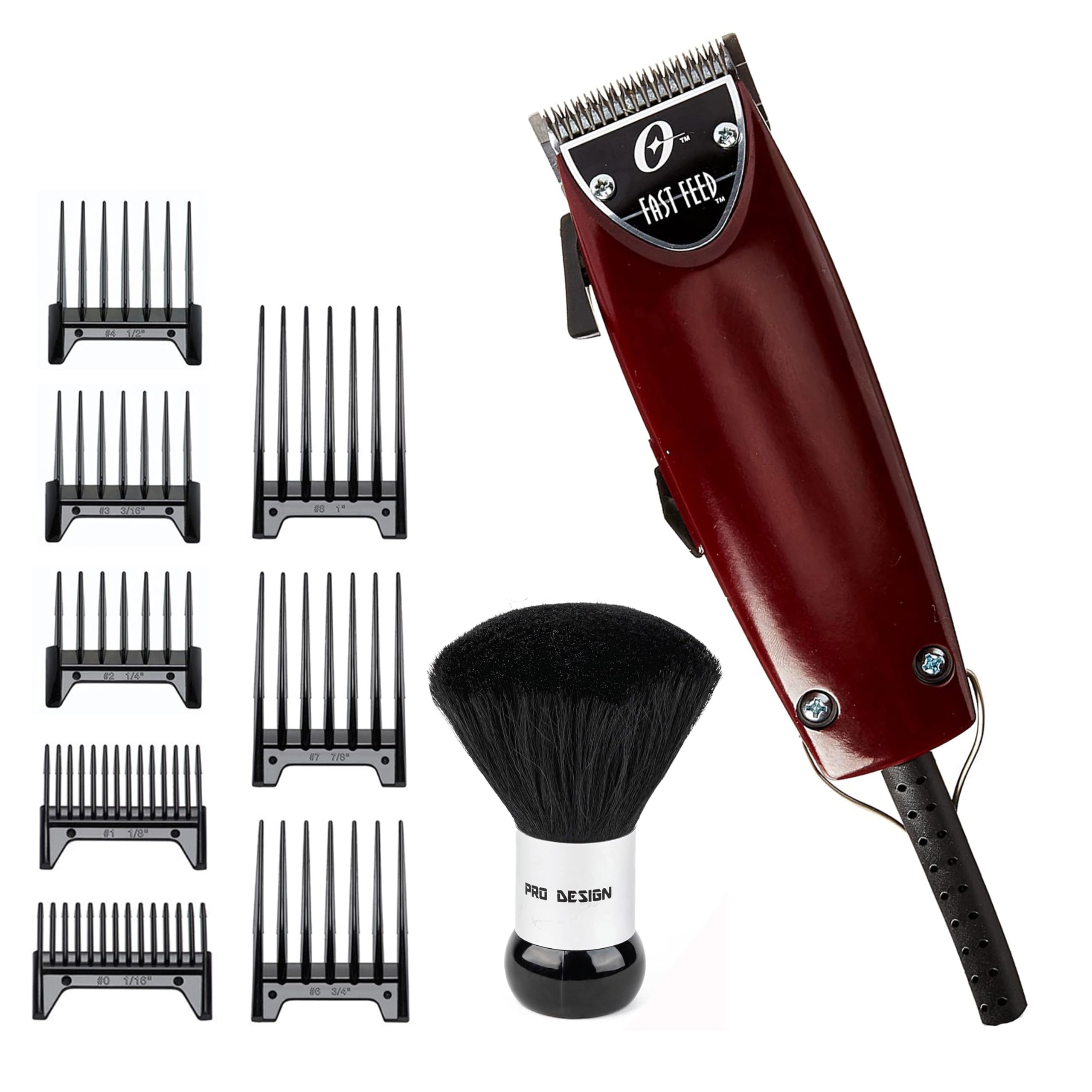 Oster Fast Feed Adjustable Pivot Motor Clipper 76023-510 - Professional Hair Clippers for Men with 8 Guide Combs & Neck Duster - Perfect for Home Haircuts, Barbershops & Pet Grooming