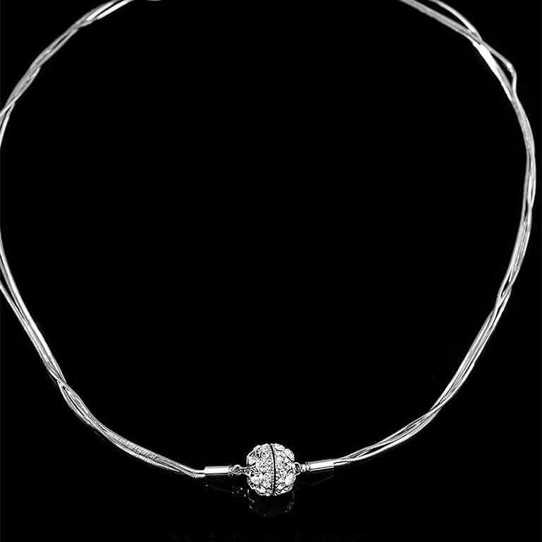 Sparkly Magnetic Ball Multistrand Choker Necklace for Women | Adjustable Magnetic Closure | Elegant Layered Beaded Necklace for Party, Wedding & Evening Wear (Style A8407)