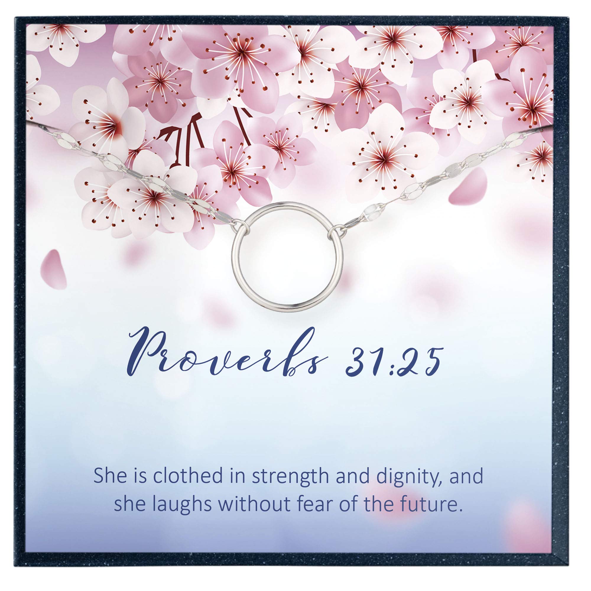 Proverbs 31:25 Inspirational Jewelry - Faith-Based Gifts for Breast Cancer Survivors, Pastor's Wives & Chemo Patients - Religious Encouragement Necklace for Women (Perfect for Prayer Support & Healing)