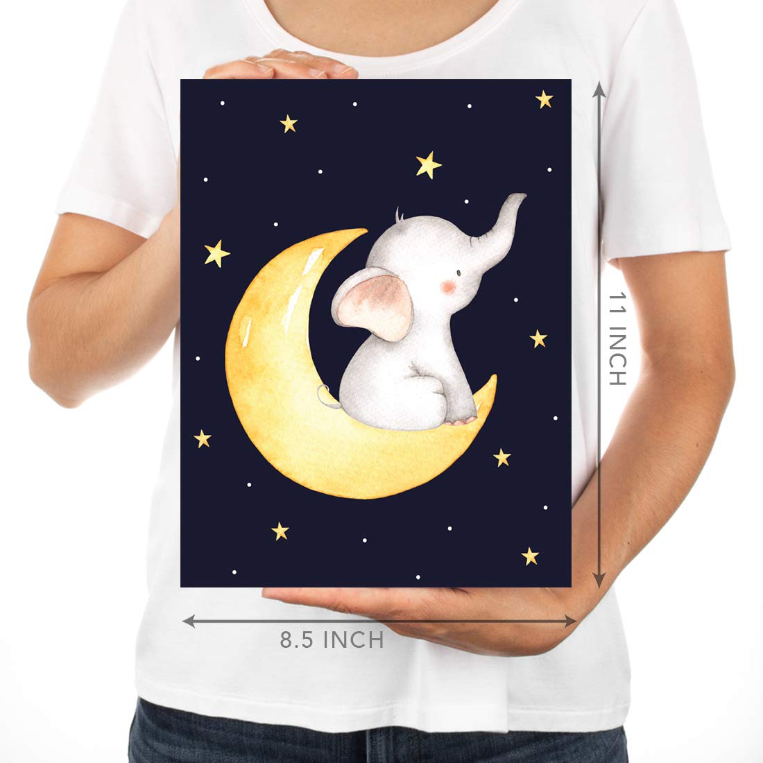 Andaz Press Nursery Kids Room Art - 3-Pack Unframed Wall Art Posters (8.5x11 Inch) - We Love You to The Moon and Back Elephant Graphic - Baby Room Decor, Nursery Wall Decor, Kids Bedroom Decor - Perfect for Baby Showers, Birthday Gifts & Nursery Theming