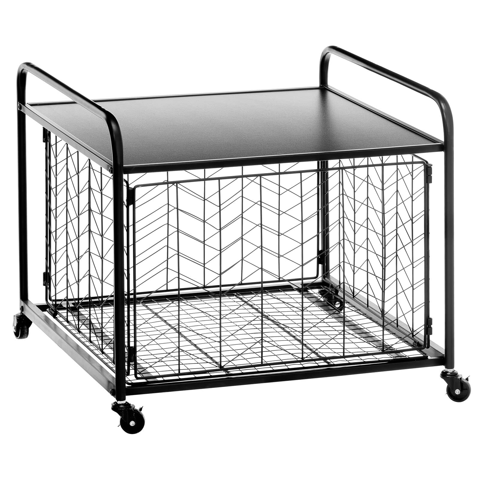 mDesign Small Portable Mini Fridge Storage Cart with Wheels - Mobile Rolling Organizer for Refrigerator, Microwave & Appliances - Includes Drawer Basket - Perfect for Dorm Room, Studio & Small Apartments - Black - Ideal for Kitchen Storage, Bedroom Organization & Small Space Living