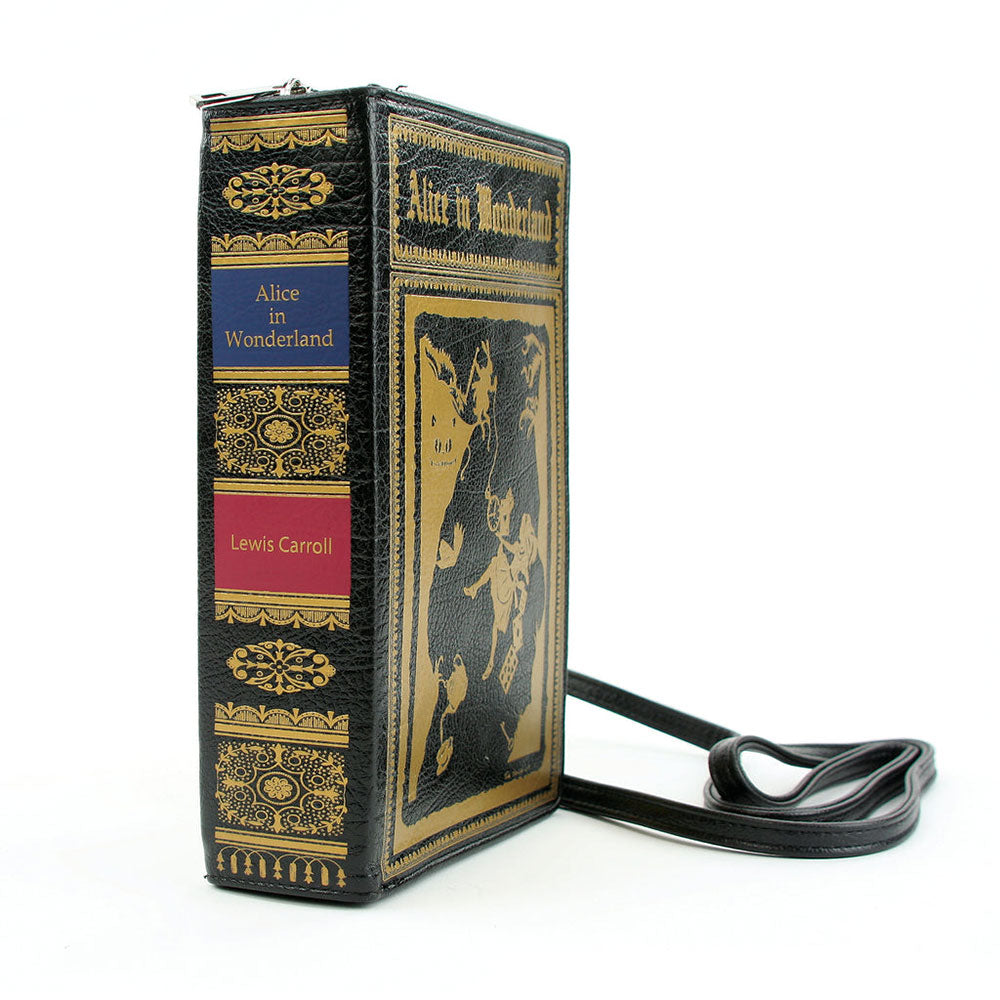 Alice in Wonderland Book Handbag - Black Gothic Literary Tote Bag for Women | Perfect for Book Lovers, Cosplay & Themed Parties