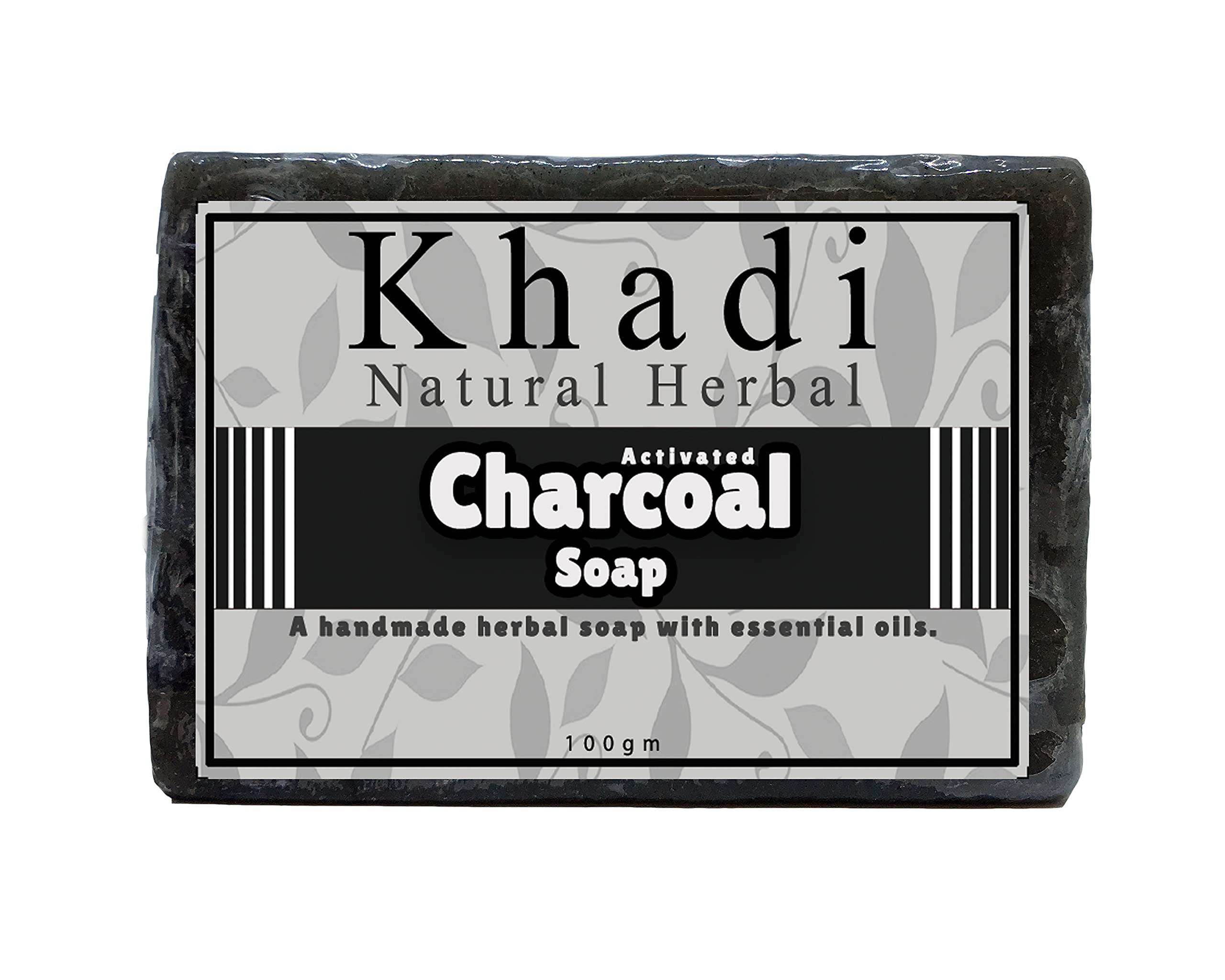 Khadi Natural Herbal Activated Charcoal Soap for Women & Men - Detoxifying Face & Body Cleanser with Essential Oils (4-Pack, 100g Each) | Perfect for Acne-Prone Skin & Daily Deep Cleansing Routine