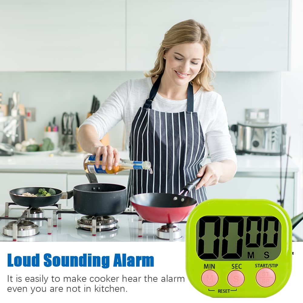 Digital Kitchen Timer with Stand/Magnetic/Hole, Count Up & Countdown Timer for Baking, Cooking, Studying, Workout - Perfect for Home, Office & Gym (Green)