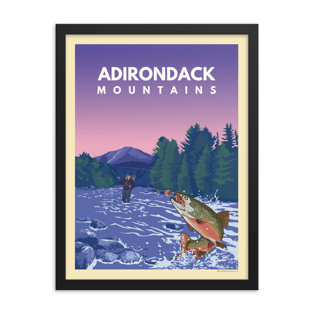Fishing the Ausable River Wall Art Poster - Vintage Fly Fishing Decor for Home, Office & Cabin - Perfect Gift for Anglers & Outdoor Enthusiasts