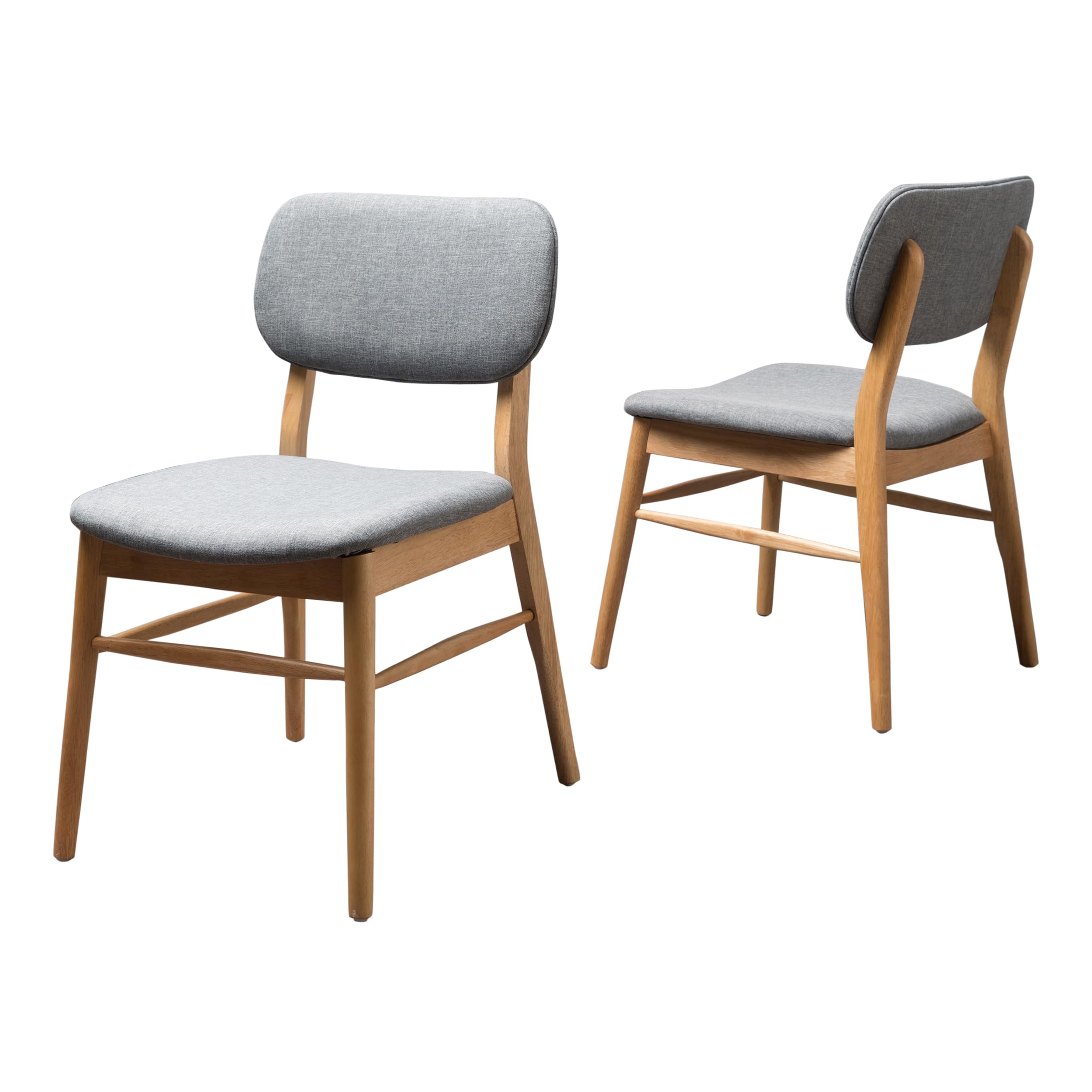 Colette Fabric Upholstered Dining Chairs with Oak Finish - Set of 2, Gray & Oak - Perfect for Modern Dining Room, Kitchen, or Breakfast Nook