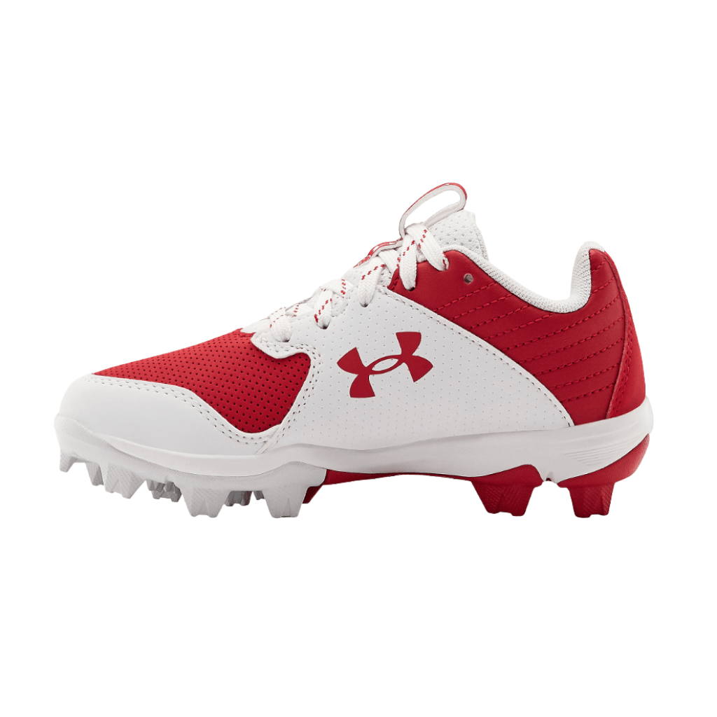UA 2021 Youth Leadoff Low RM Red 3023449 600 - Boys' Baseball Cleats for Training & Games - Perfect for Little League, Practice, and Field Sports