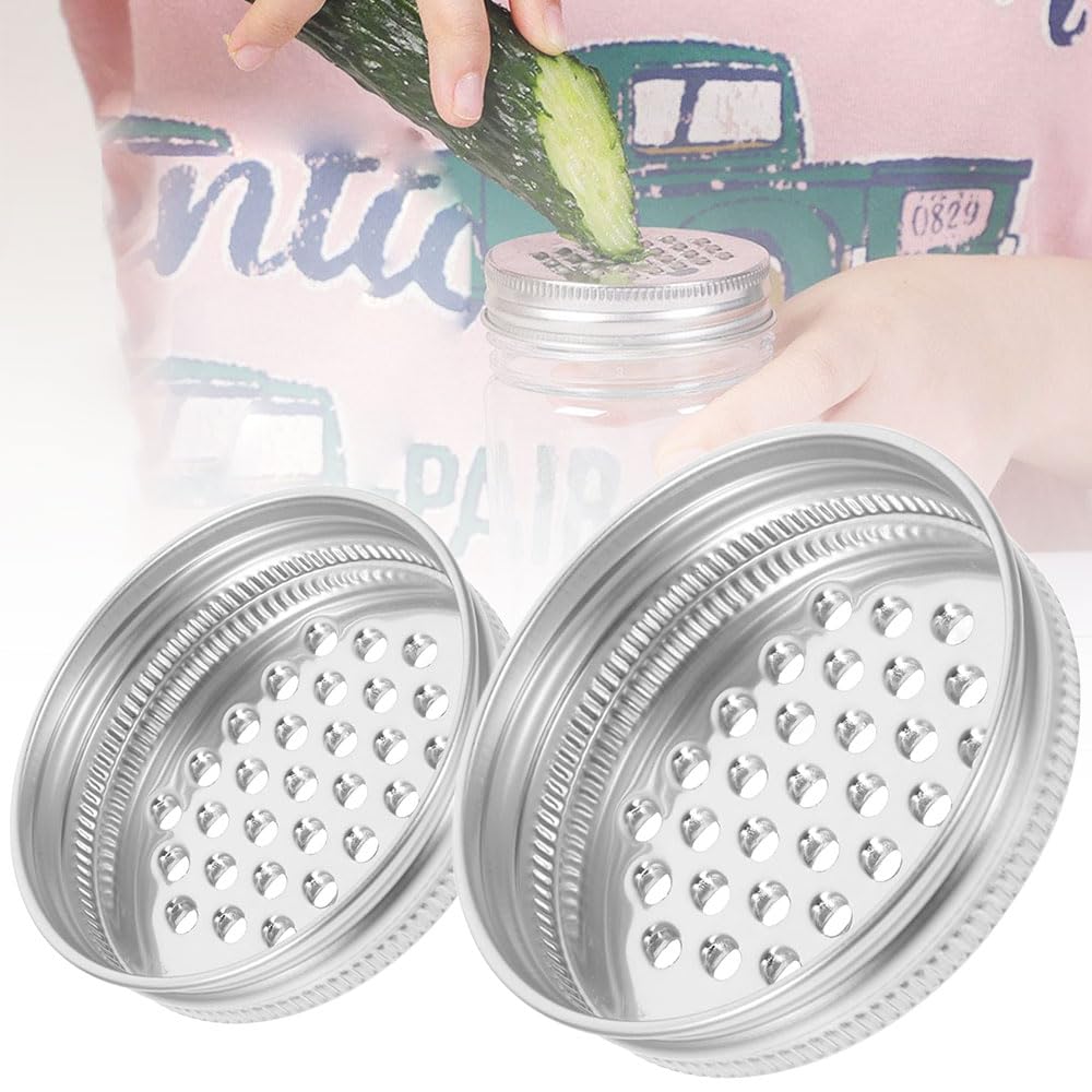 2024 Upgraded Mason Jar Grater Lid - Multipurpose Shredder & Food Storage Container for Kitchen, Vegetables, Cheese & Lemon | Durable Canning Lids with Grinder (2.75+3.42 Inch) | Perfect for Meal Prep, Canning & DIY Projects