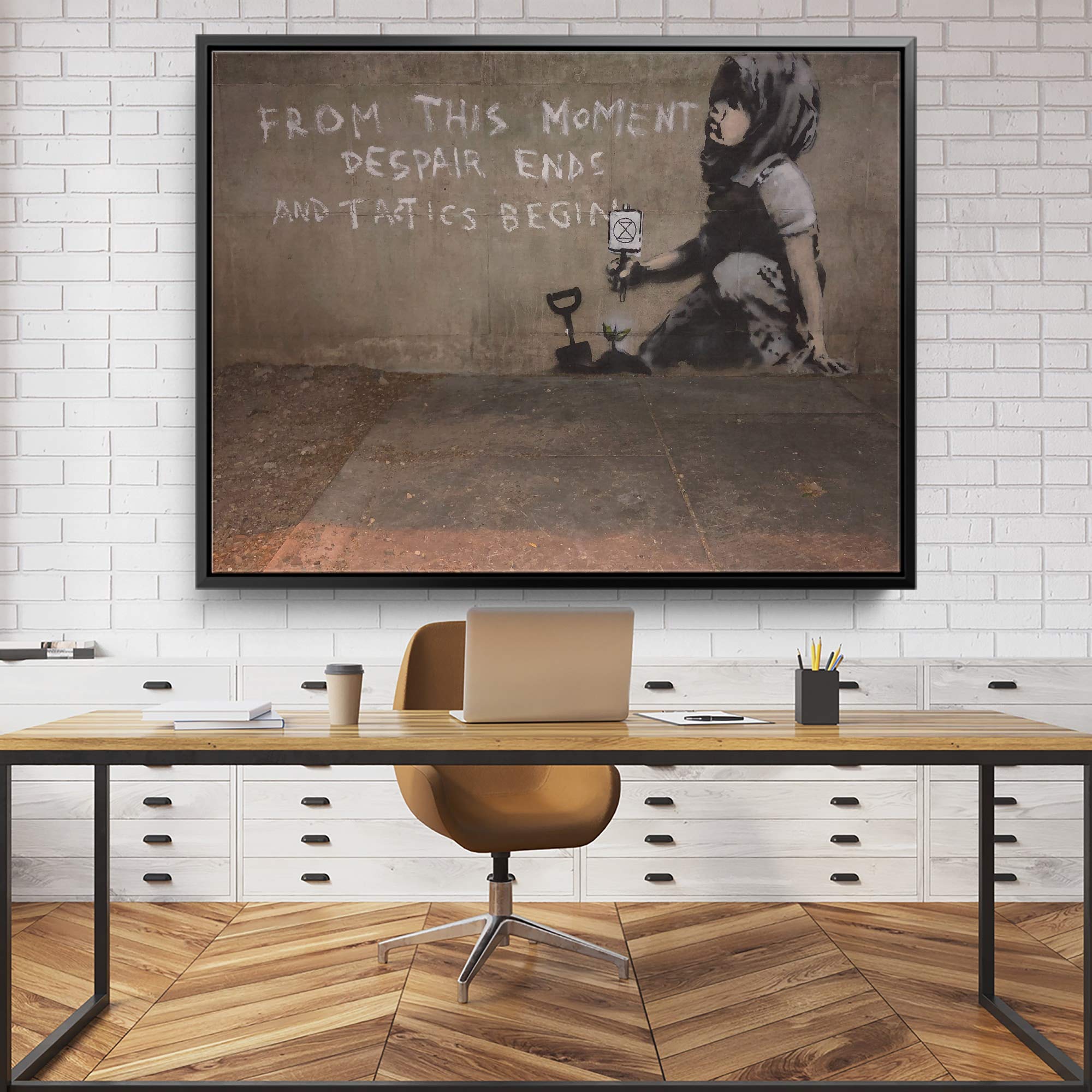 Banksy Marble Arch London Extinction Rebellion Canvas Wall Art - 45x30 Inch Modern Black Framed Painting for Living Room & Office Decor | Protest Art, Contemporary Home Decor Gift