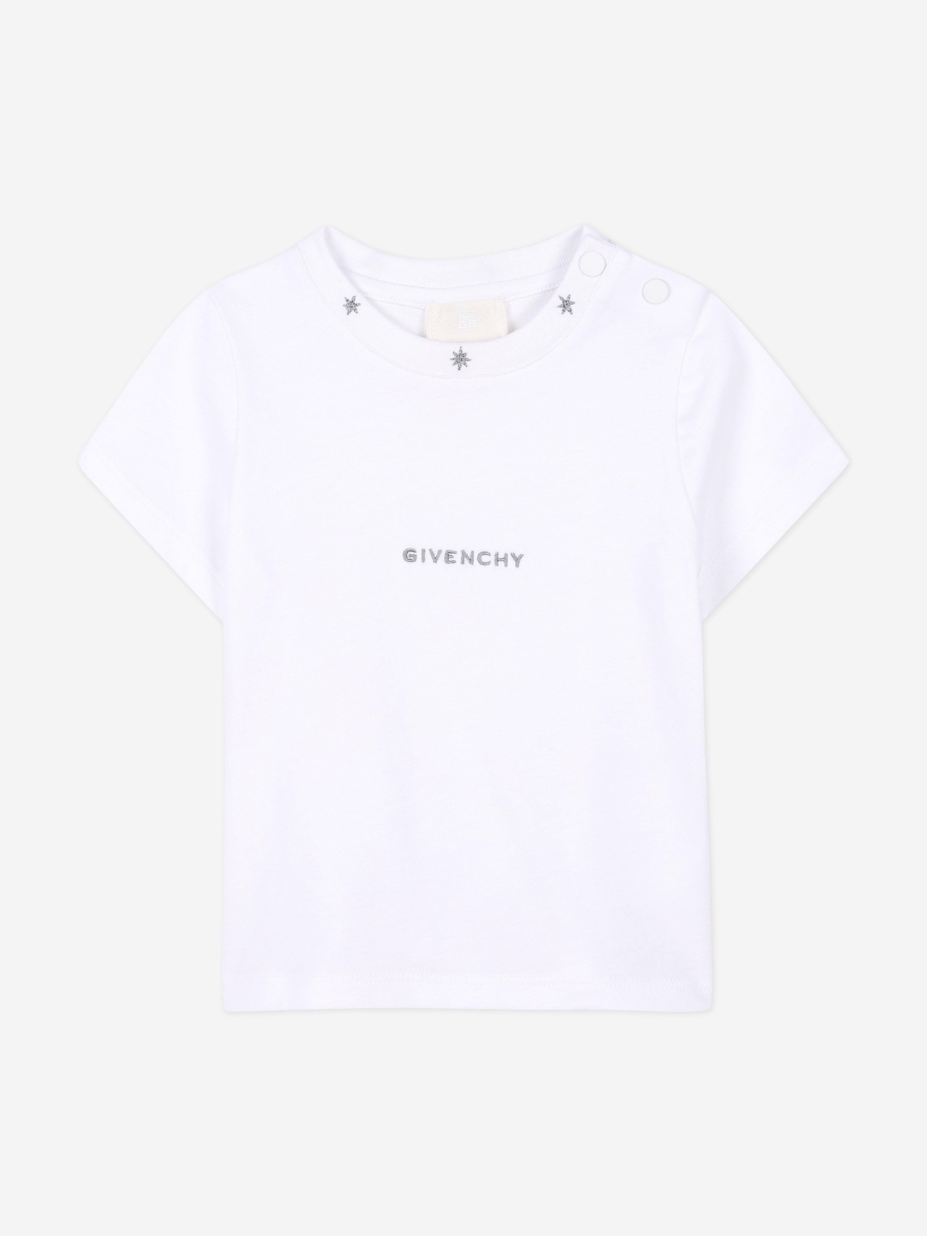 Baby Boys Embroidered Logo White T-Shirt - Soft Cotton Short Sleeve Tee for Playdates & Family Photos