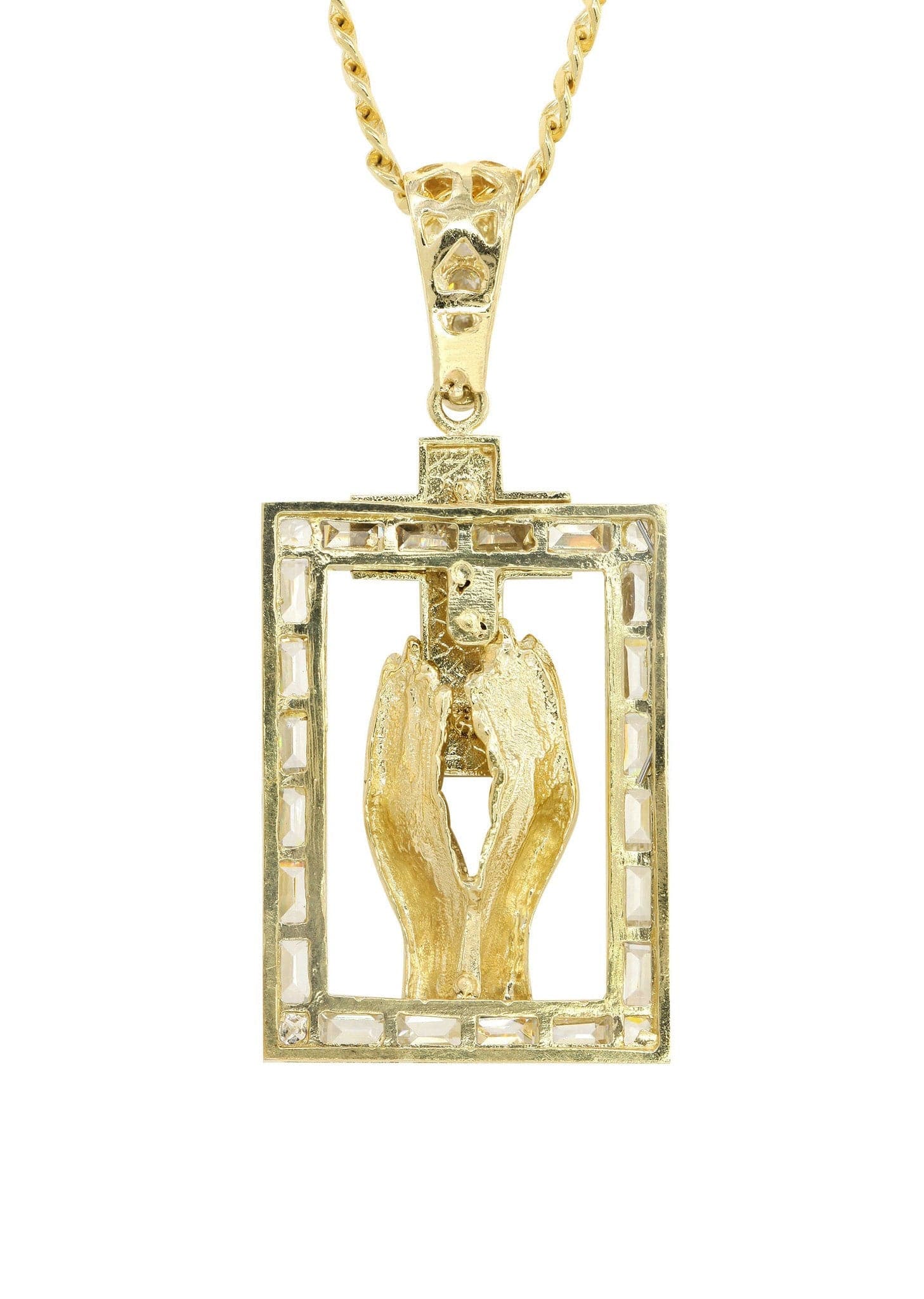 10K Yellow Gold Praying Hands Pendant Necklace | 33 Grams | Religious Jewelry for Prayer, Gifts & Special Occasions
